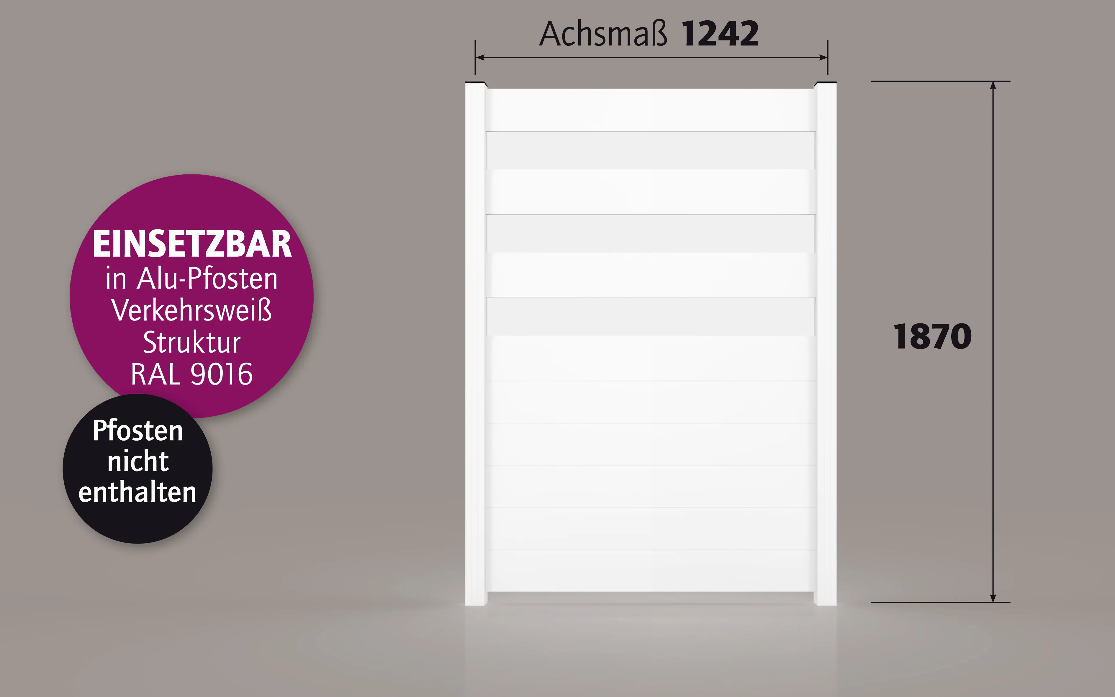 Ambiente Alu-Zaun Paneel 150 + ESG 8 mm 120 cm x 180 cm 22 mm stark