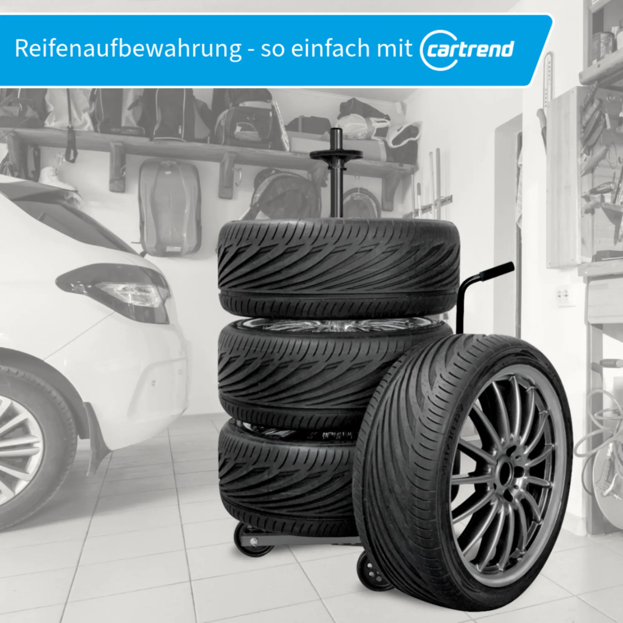 Cartrend Felgenbaum bis Reifenbreite 255 mm inkl. Reifenschutzhülle