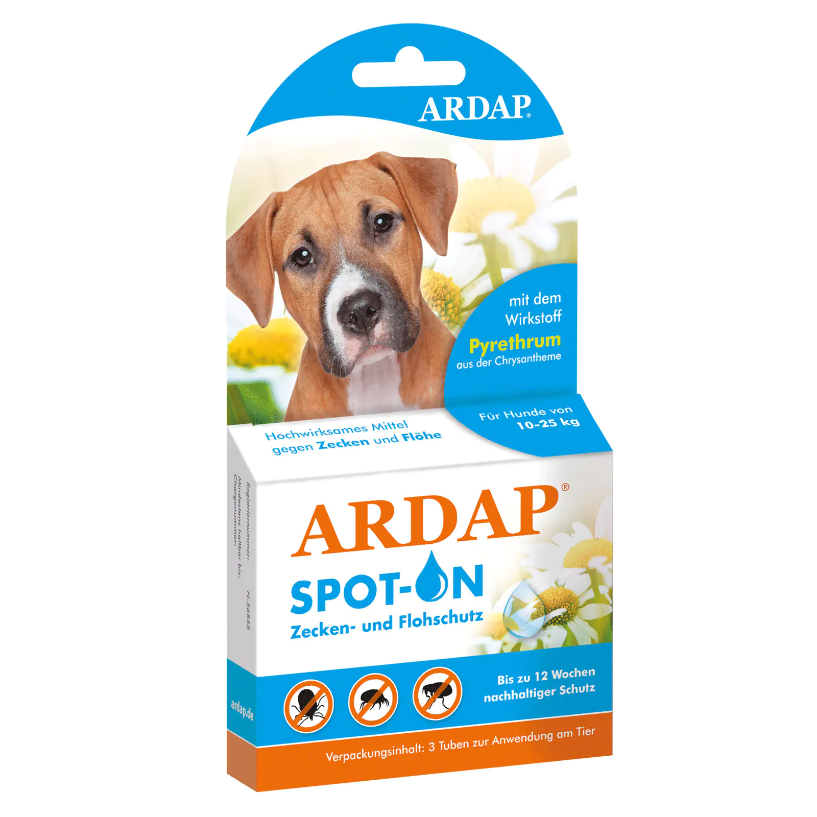 ARDAP Spot On Floh- und Zeckenschutztropfen für Hunde von 10-25 kg 3 x 2,5 ml