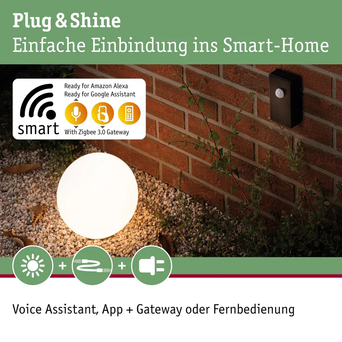 Paulmann Funksteuerung ZigBee Plug & Shine mit Dämmerungssensor & Bewegungsmelder anthrazit