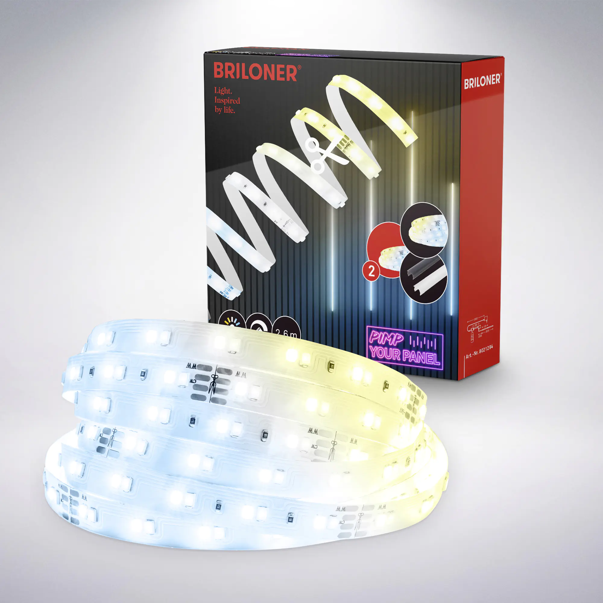 Briloner LED-Stripe Pimp your Panel Warmweiß bis Kaltweiß CCT, 2,6 m, 3000K 1300 lm Erweiterungsset