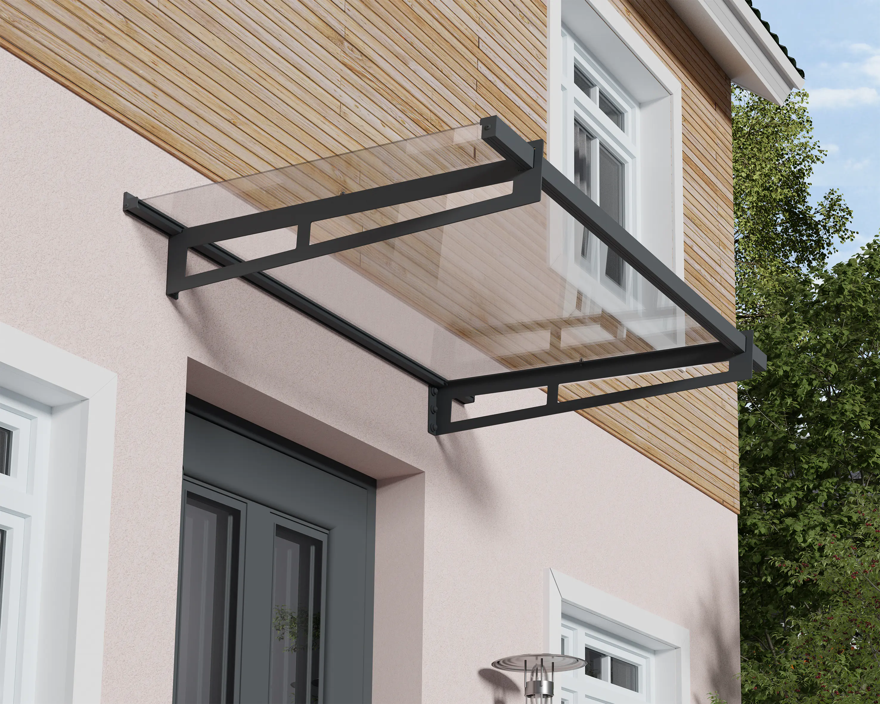 Canopia Vordach Bremen 1500  Grau Alu 150 x 94 cm