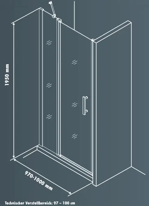 Primaster Dusch-Drehtür mit Fixteil Easy-6 100 cm Klarglas 