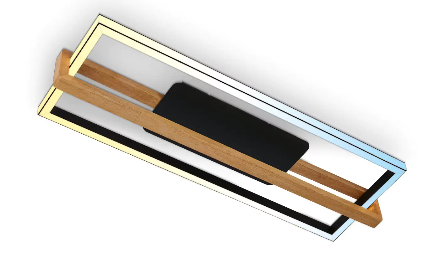 Briloner LED-Deckenleuchte CCT  schwarz mit Holz 50W