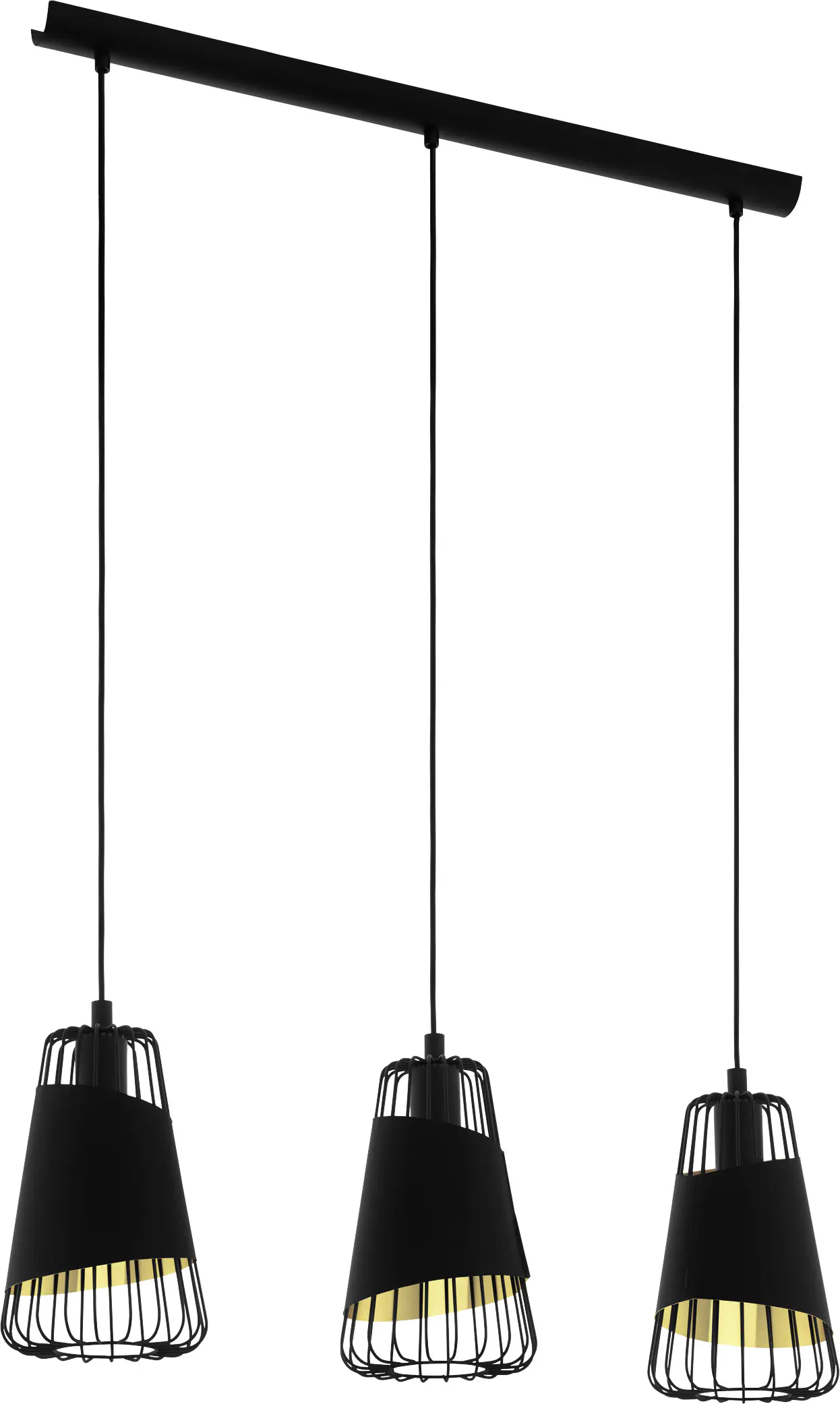Eglo 3er Pendelleuchte Austell schwarz-gold 76,5 x 16,5 cm E27, max. 60 W