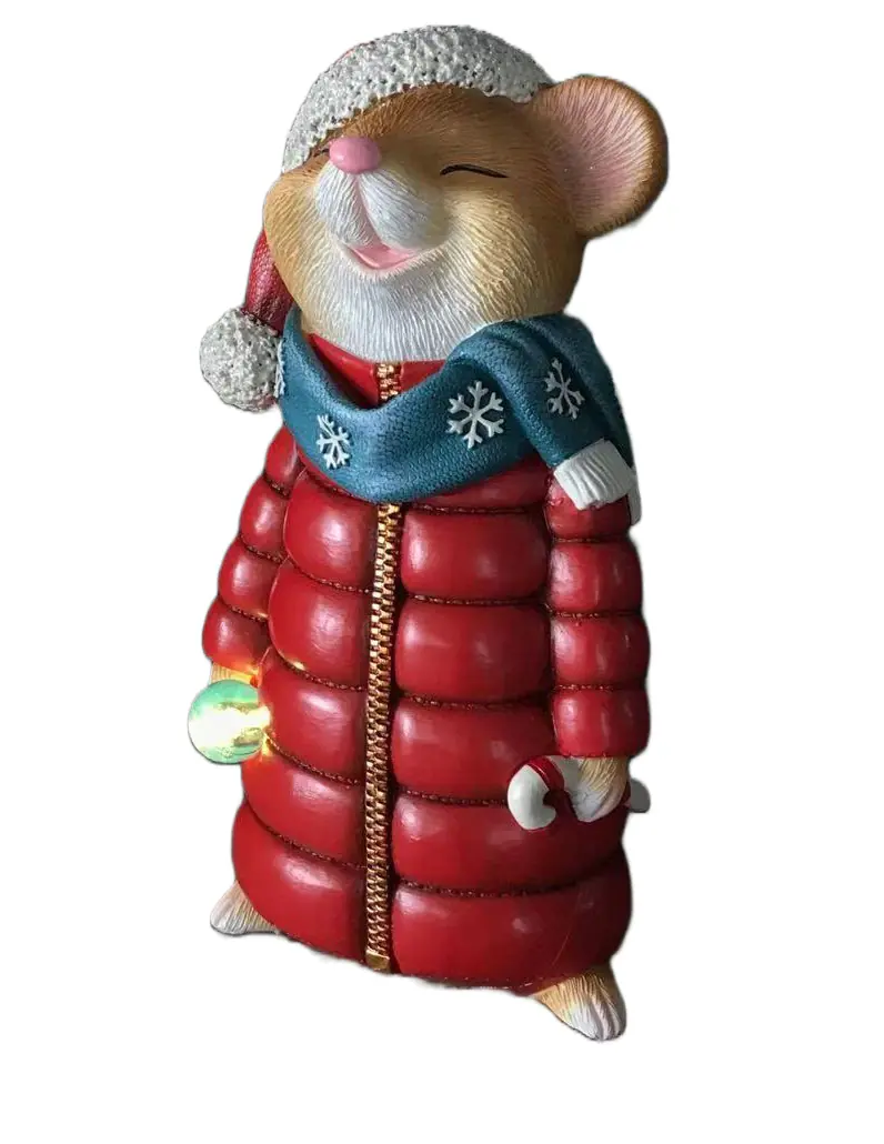Figur Lebkuchenmaus rot 19,5 x 8 x 11 cm braun