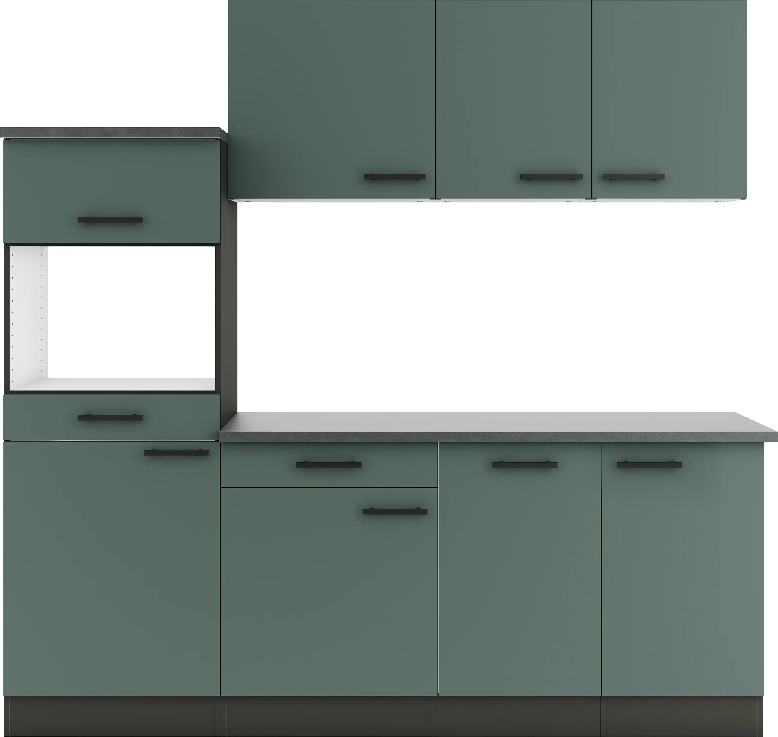 Optifit Küchenzeile Verona 405 ohne Geräte steingrün 210 cm 