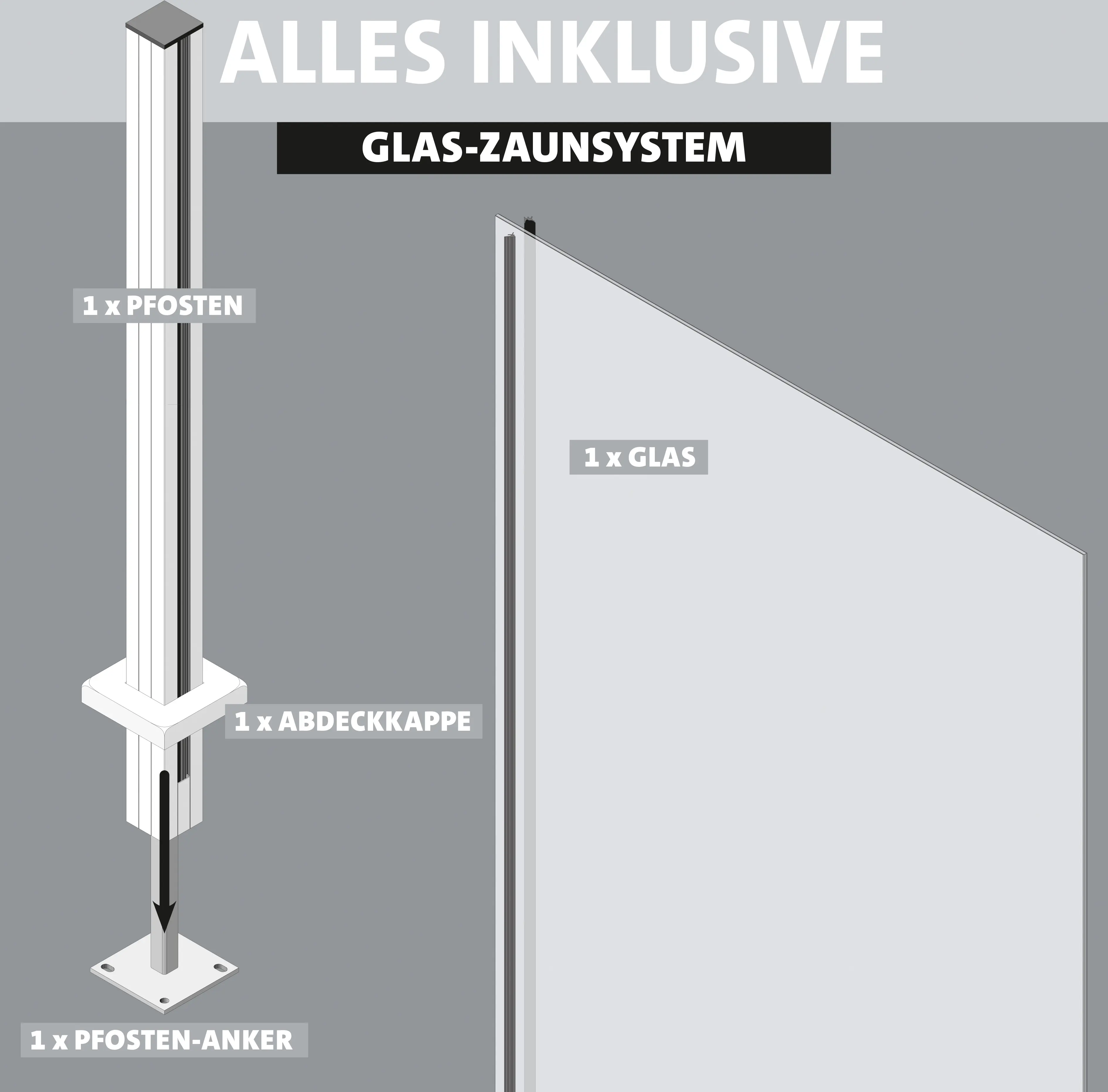 Ambiente Glaszaun Erweiterungsset Klarglas mit Siebdruck 187 x 124,2 cm anthrazit