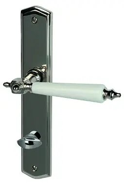Alpertec Türgarnitur WC Langschild Odin Edelstahl poliert Griff weiß 23 x 4,5 cm mit Sperrriegel