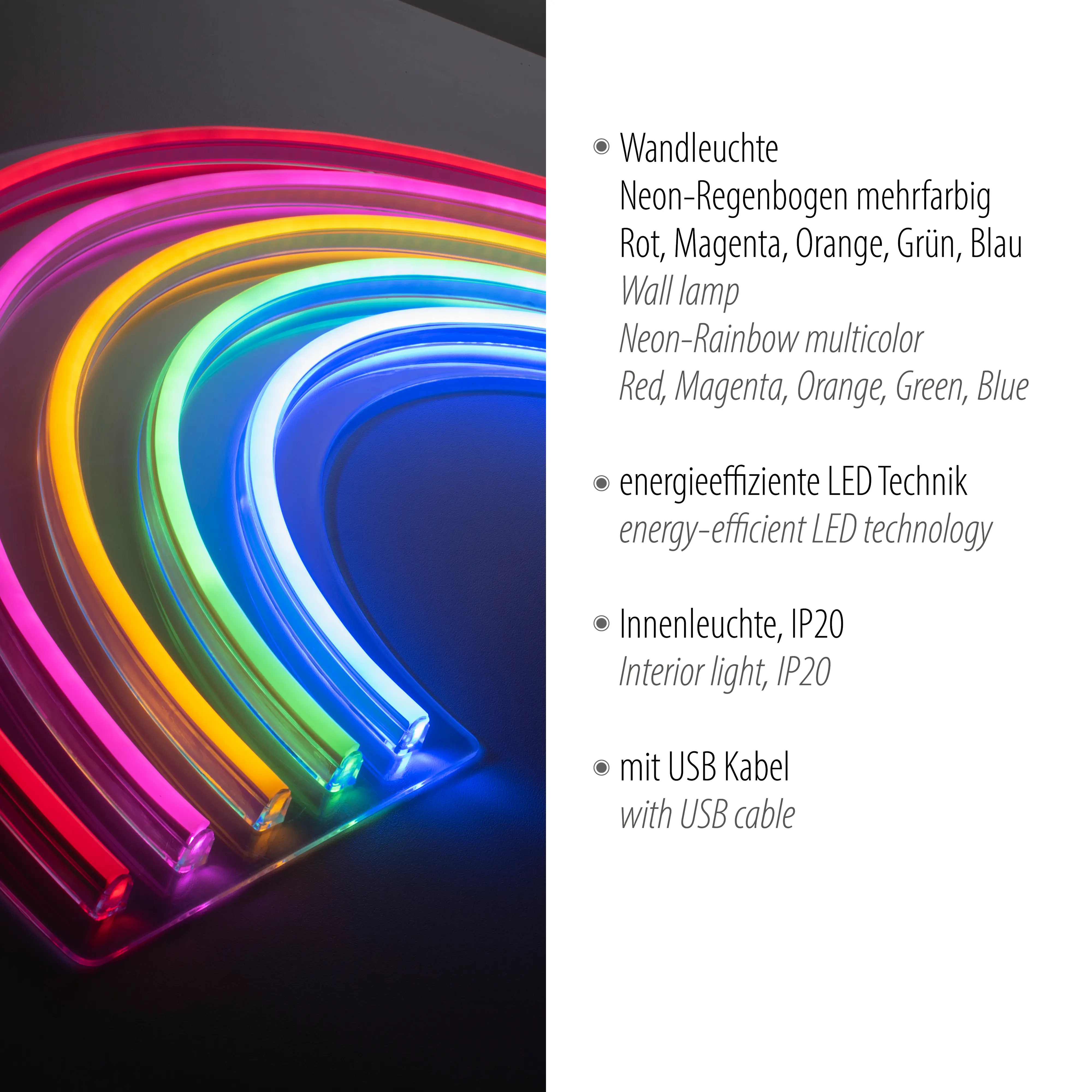 Just light LED Dekoleuchte Rainbow 63 x 1,5 x 32 cm