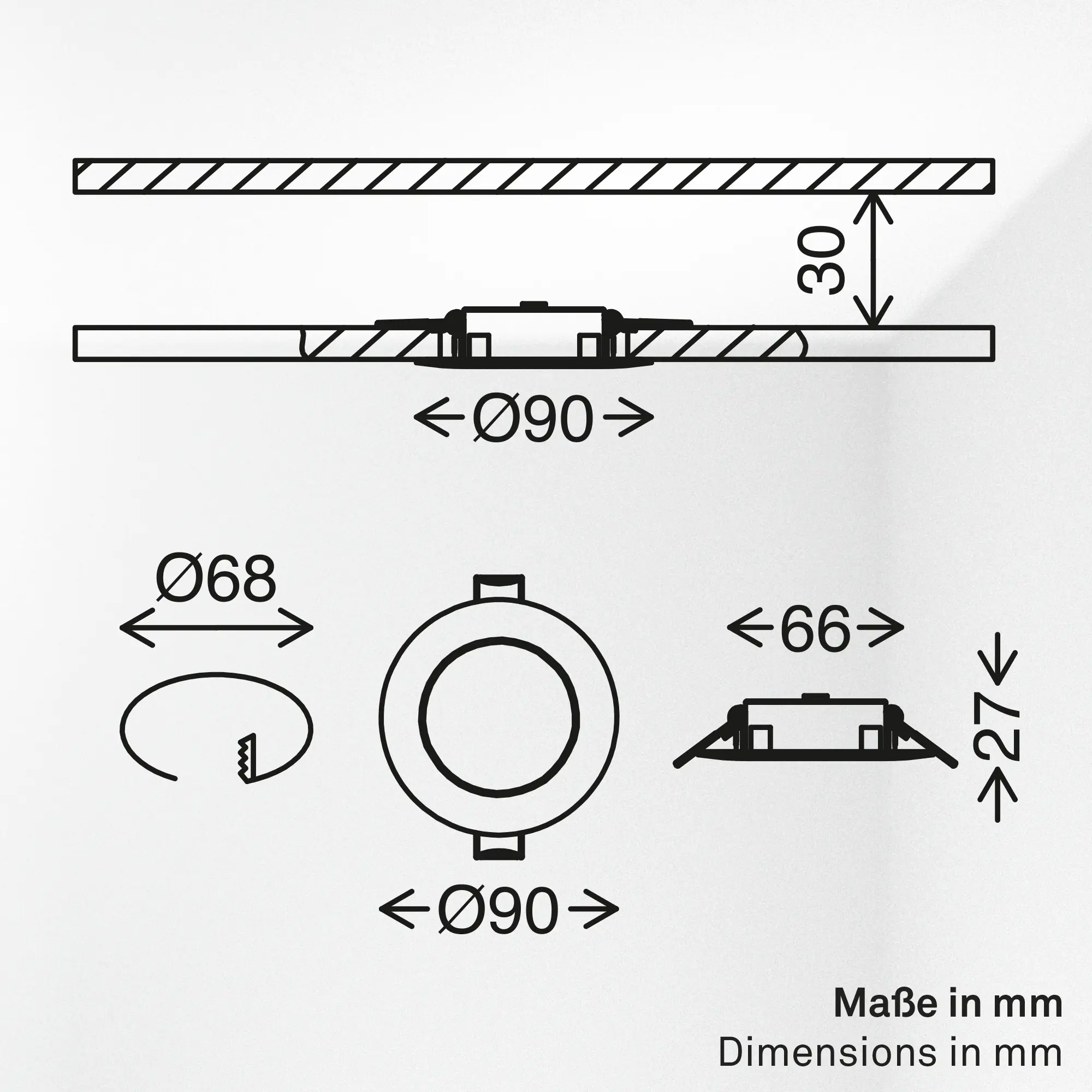 Briloner LED Einbauleuchten Dimara Ø 9 x 3 cm warmweiß/neutralweiß chrom dimmbar 3er-Set