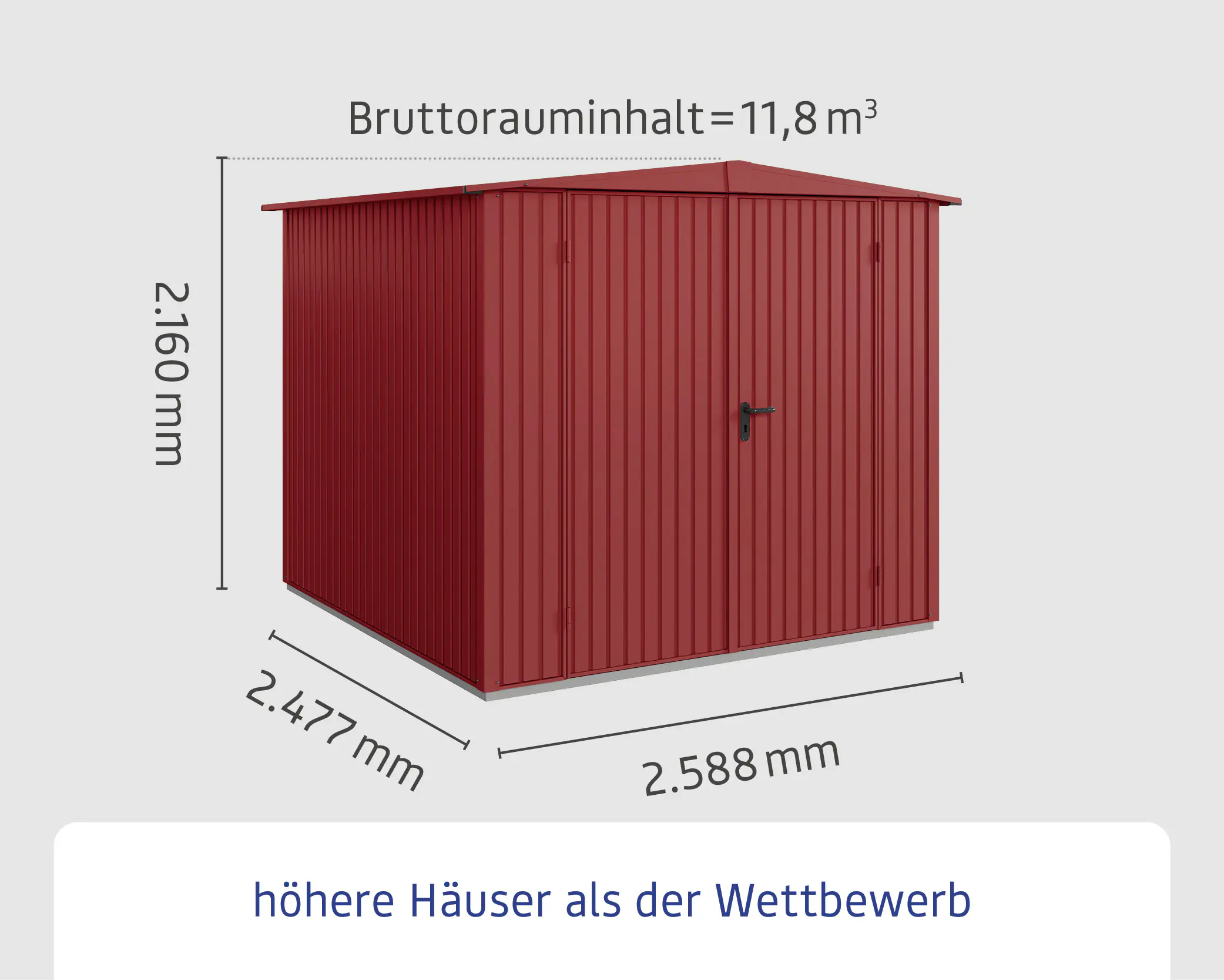 EcoStar Gerätehaus Trend-S Typ 2 258,8 x 247,7 x 216 cm purpurrot