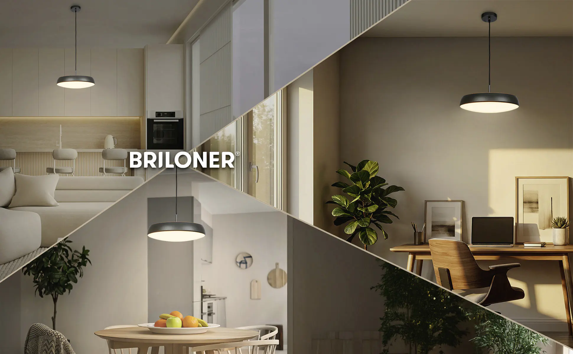 Briloner LED-Pendelleuchte Nala Ø 35 cm anthrazit warmweiß