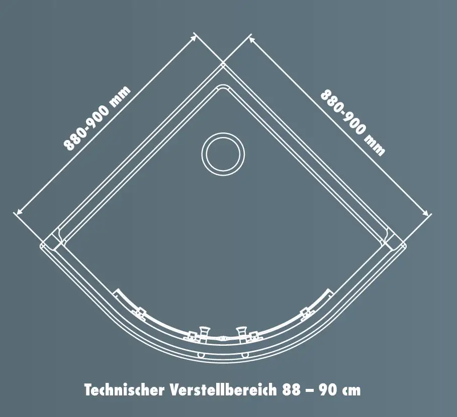 Primaster Runddusche Easy-6 Schiebetür 90 x 90 cm Klarglas chrom