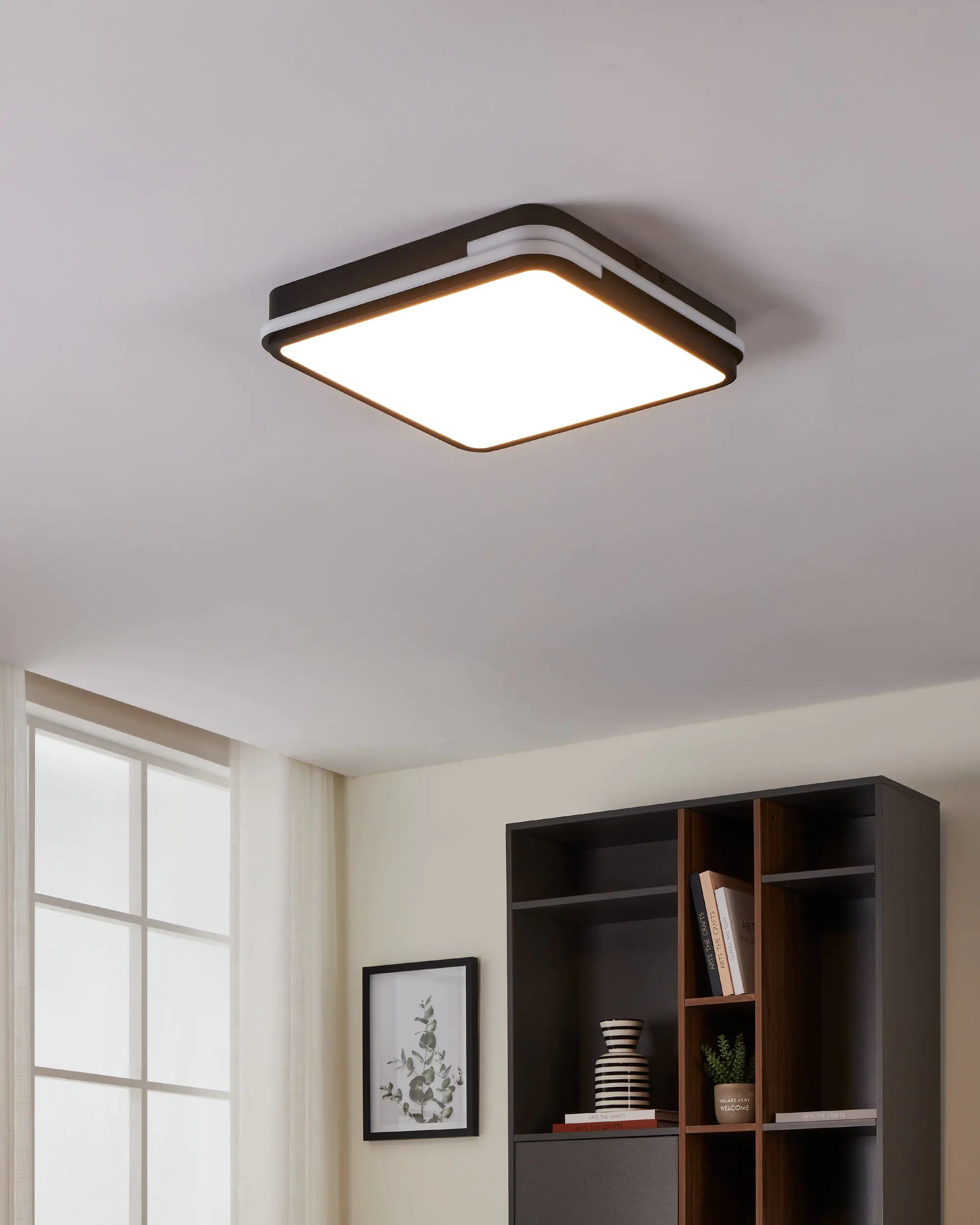 Eglo Connect LED Deckenleuchte Genovese-Z schwarz weiß 47 x 47 cm