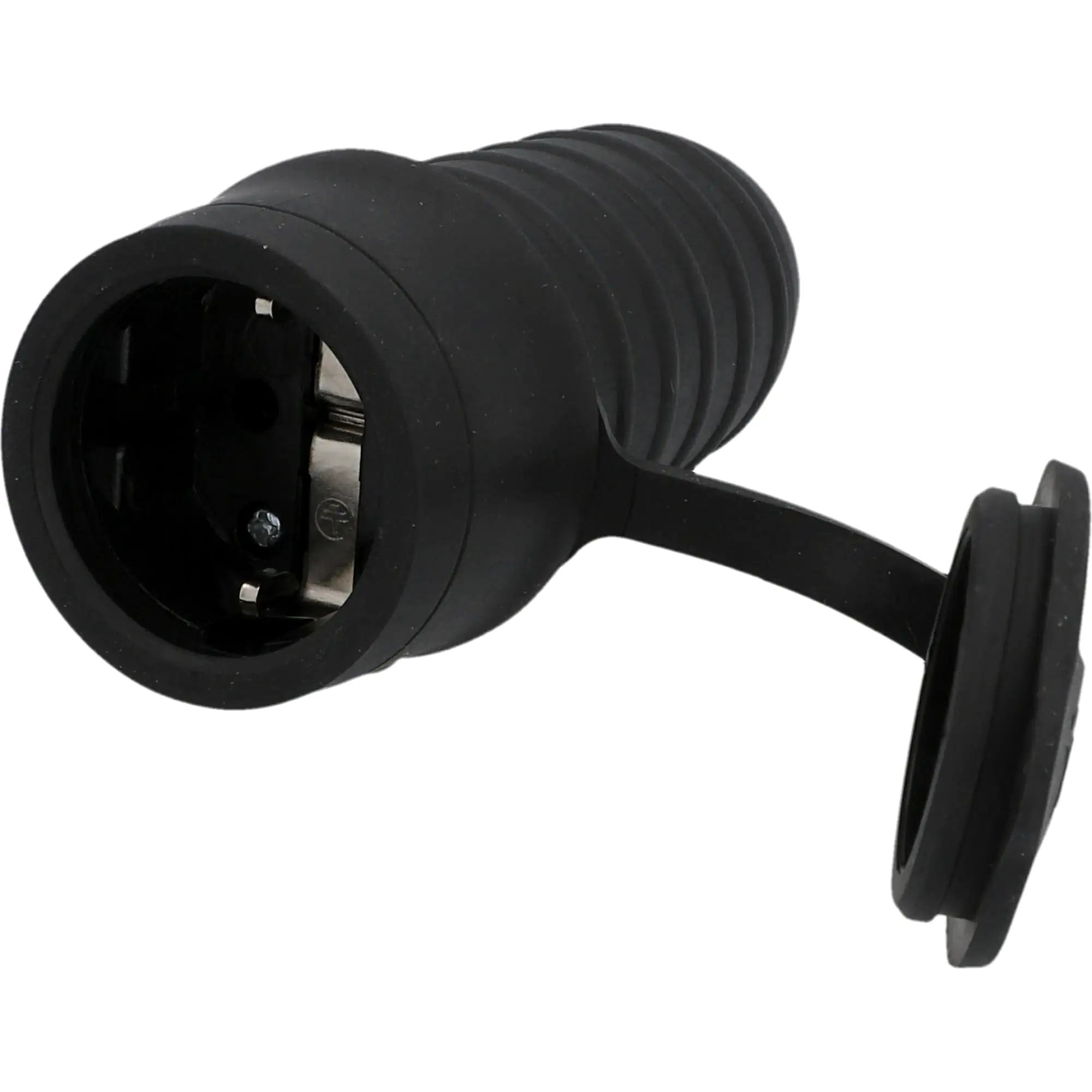 Schutzkontakt-Kupplung Gummi PVC-Ei IP44 Deckel schwarz