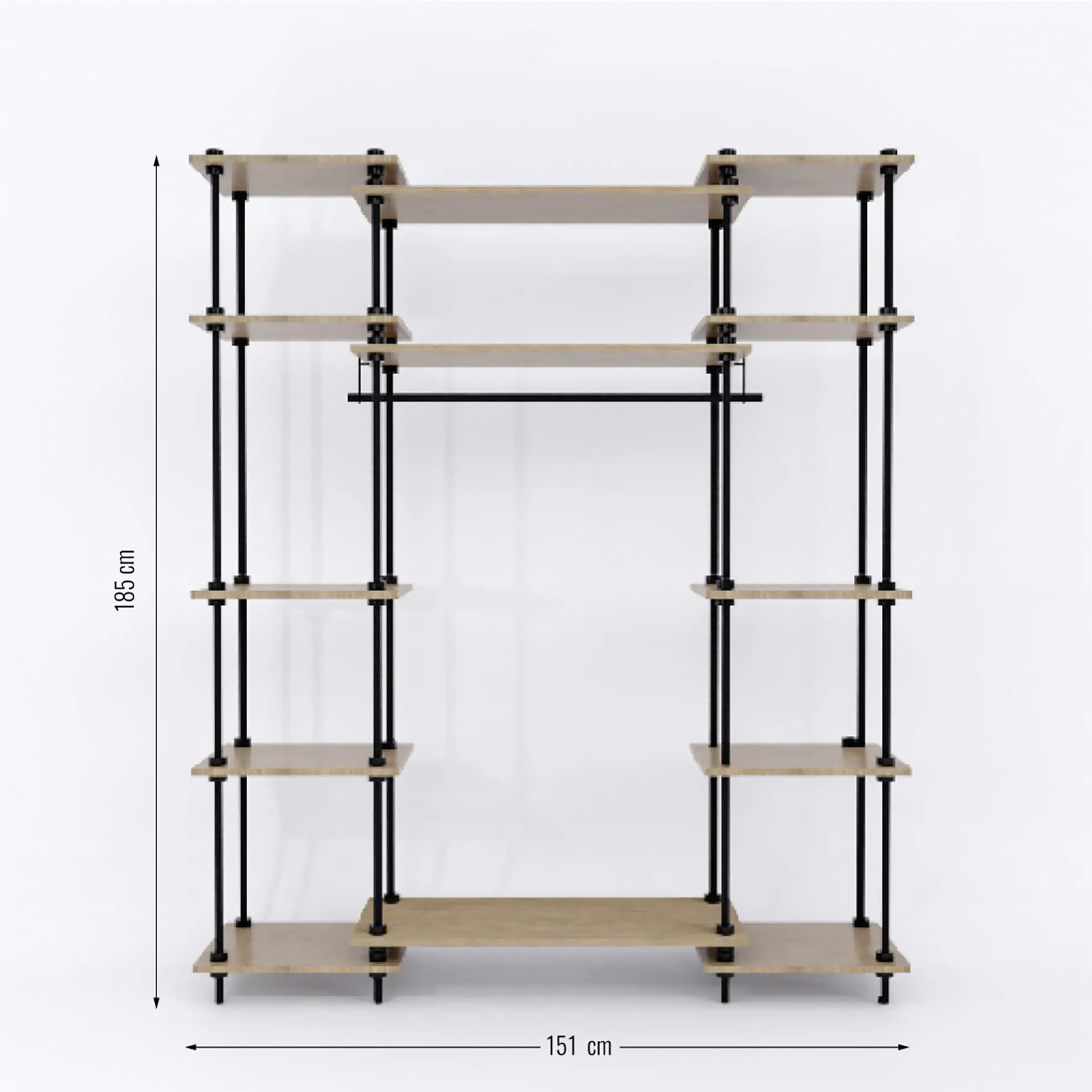 Ar Shelving Garderobe Deco Set S 185 x 151 cm Eiche anthrazit