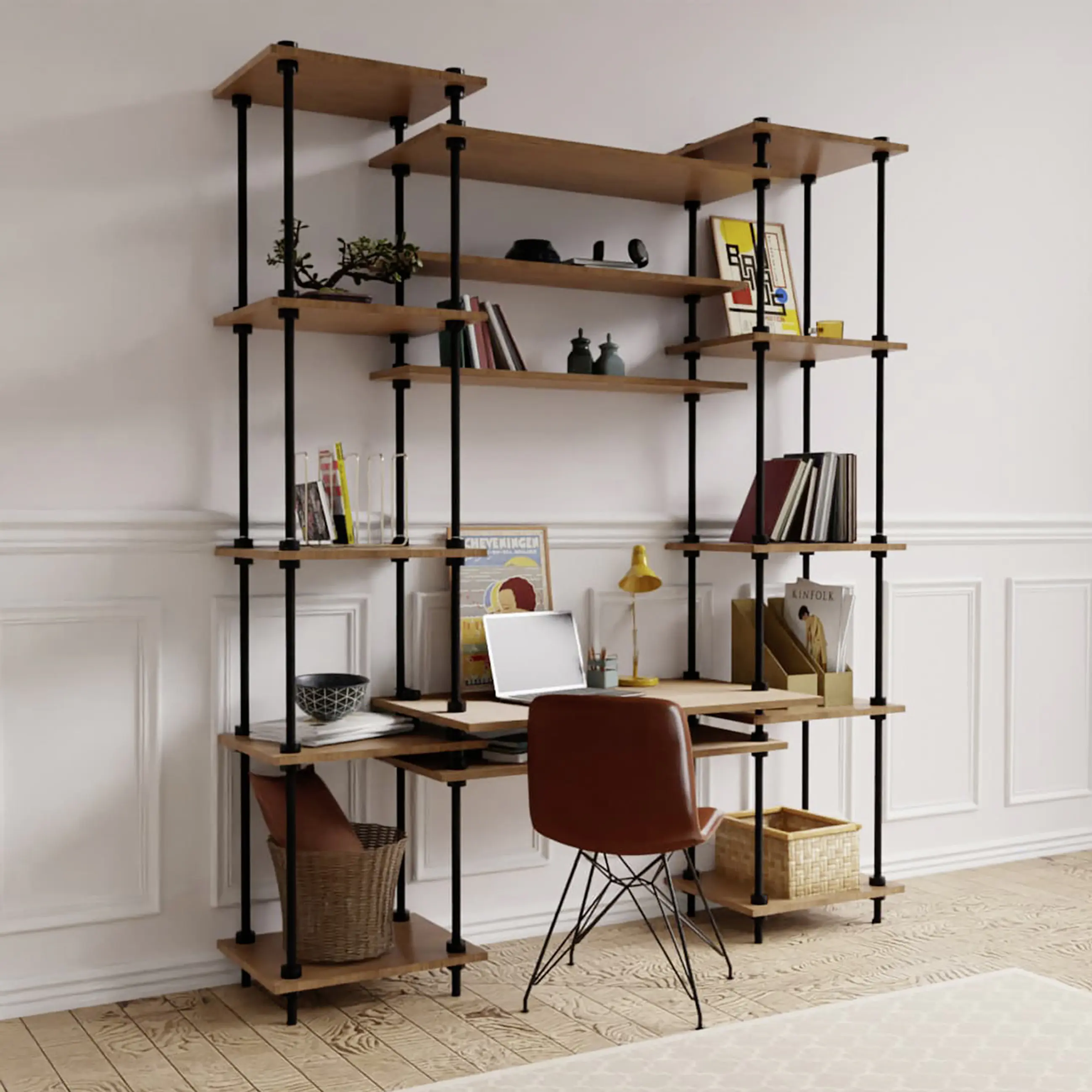 Ar Shelving Schreibtisch-Set mit Regalböden Deco Set Nebraska 185 x 151 cm