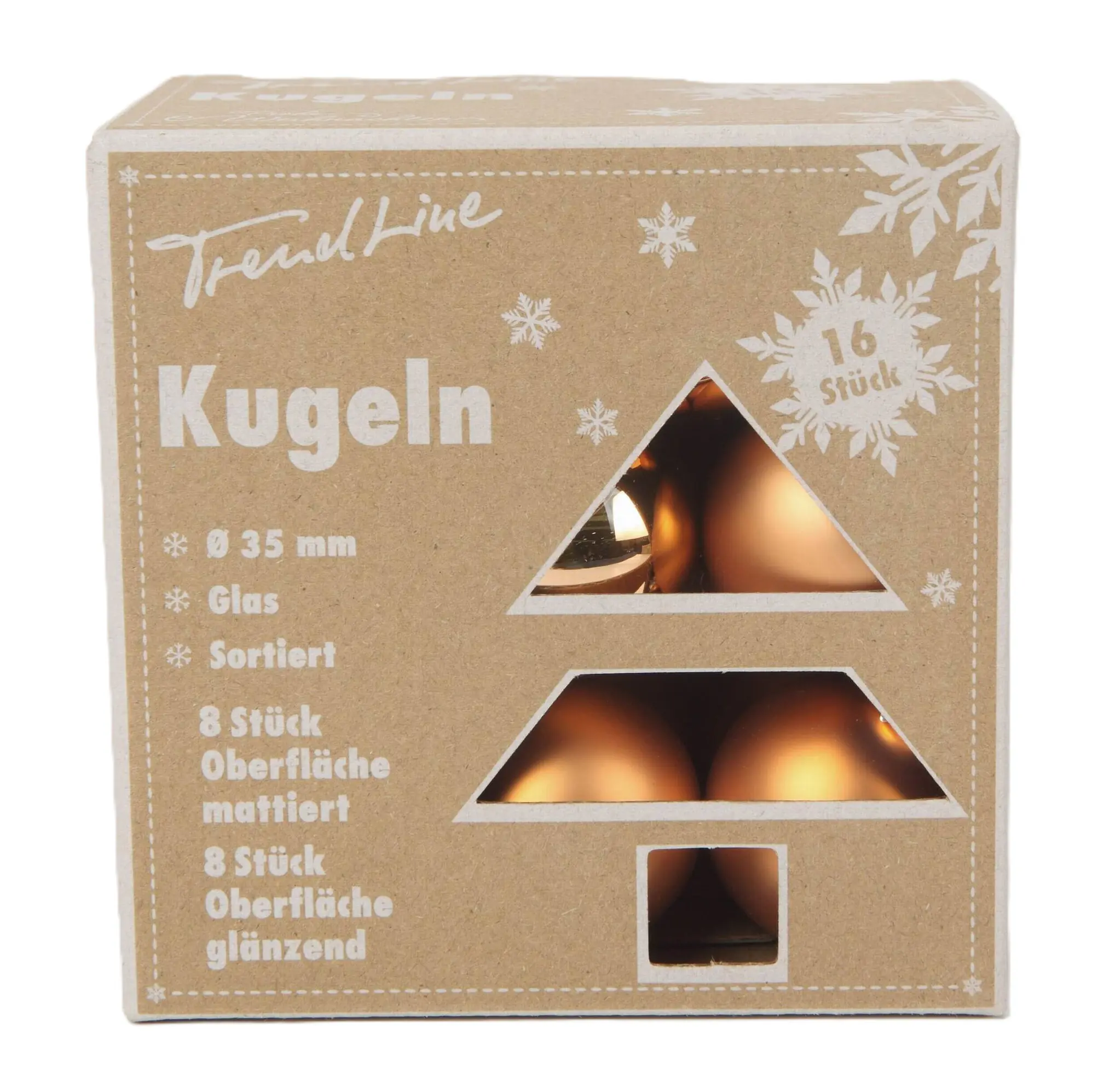 TrendLine Weihnachtskugeln aus Glas Ø 3,5 cm brandy-braun 16 Stück