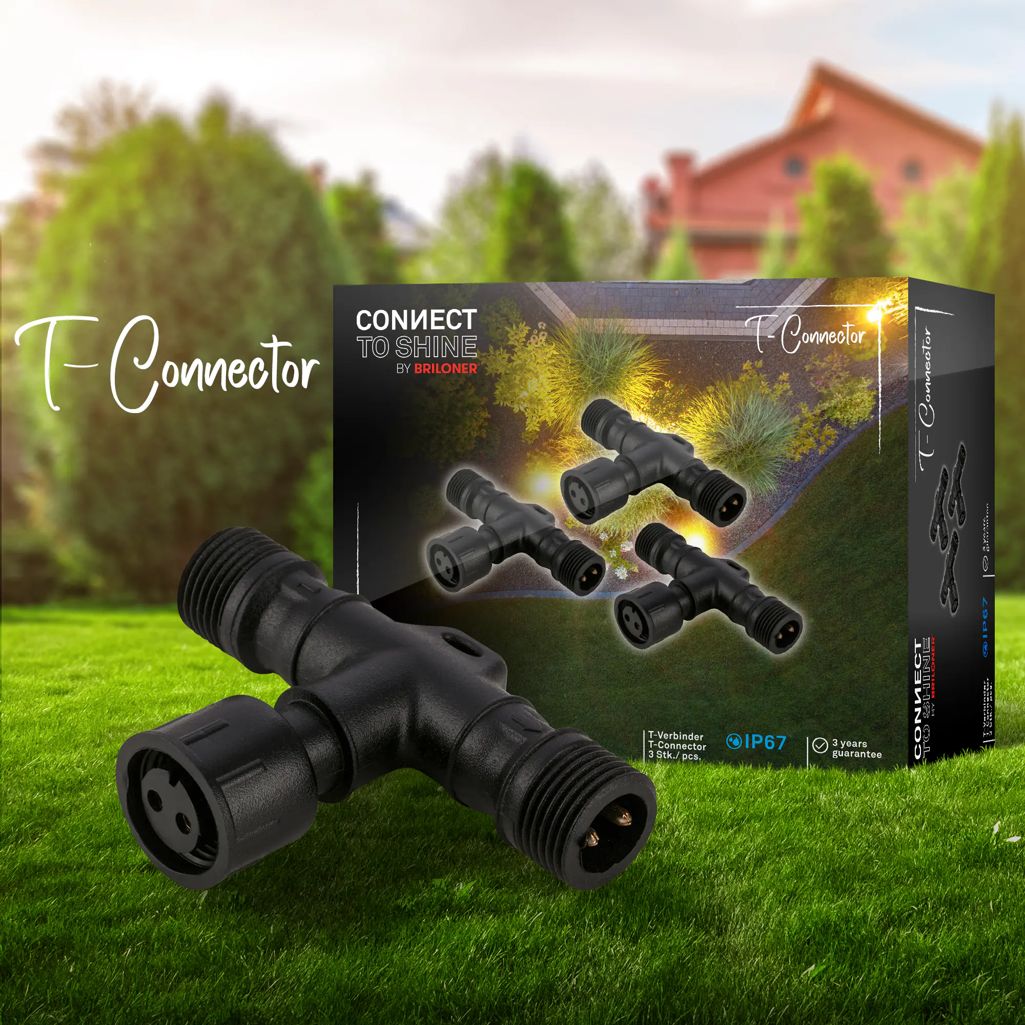 Briloner T-Verbinder Connect to Shine 3er Set schwarz IP67
