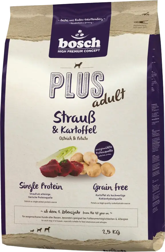 Bosch Plus Hundetrockenfutter Adult 2,5 kg Strauß & Kartoffel 