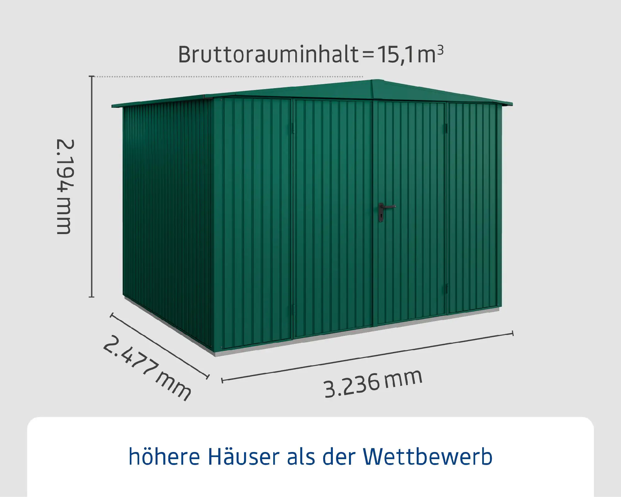 EcoStar Gerätehaus Trend-S Typ 3 323,6 x 247,7 x 219,4 cm moosgrün