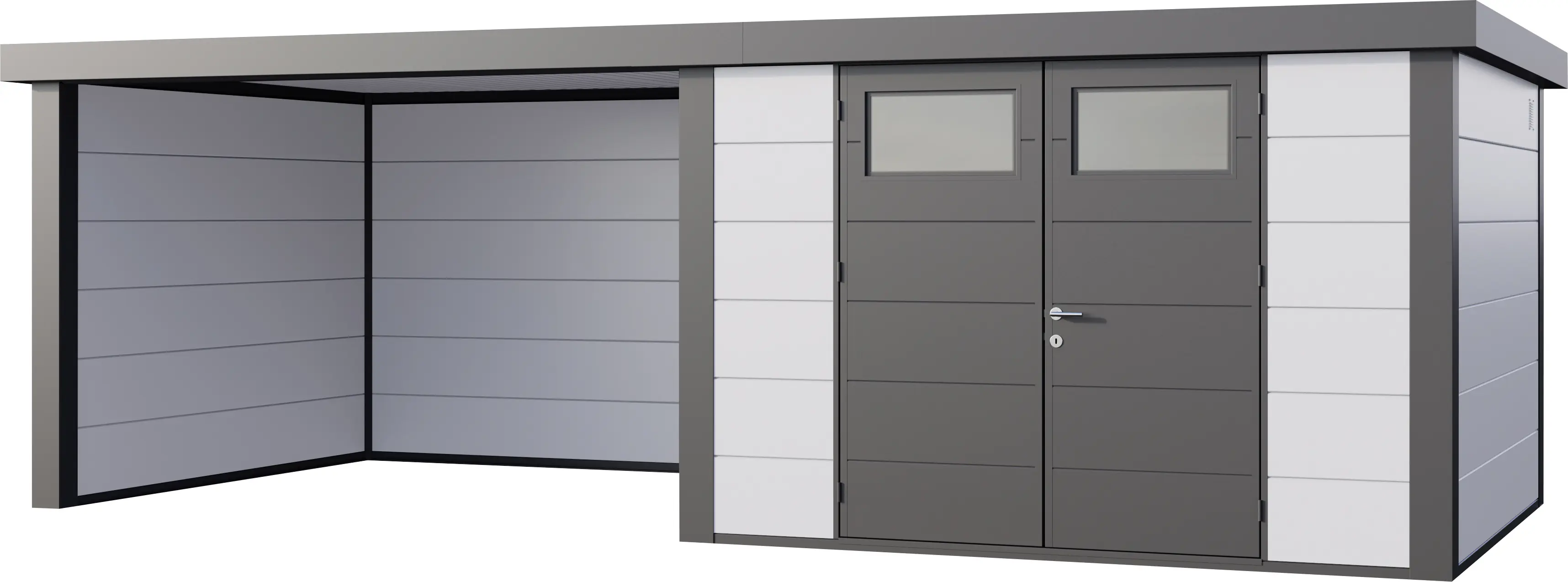 Telluria Gerätehaus Classico Lounge XL 3330 links weiß 792 x 298 cm
