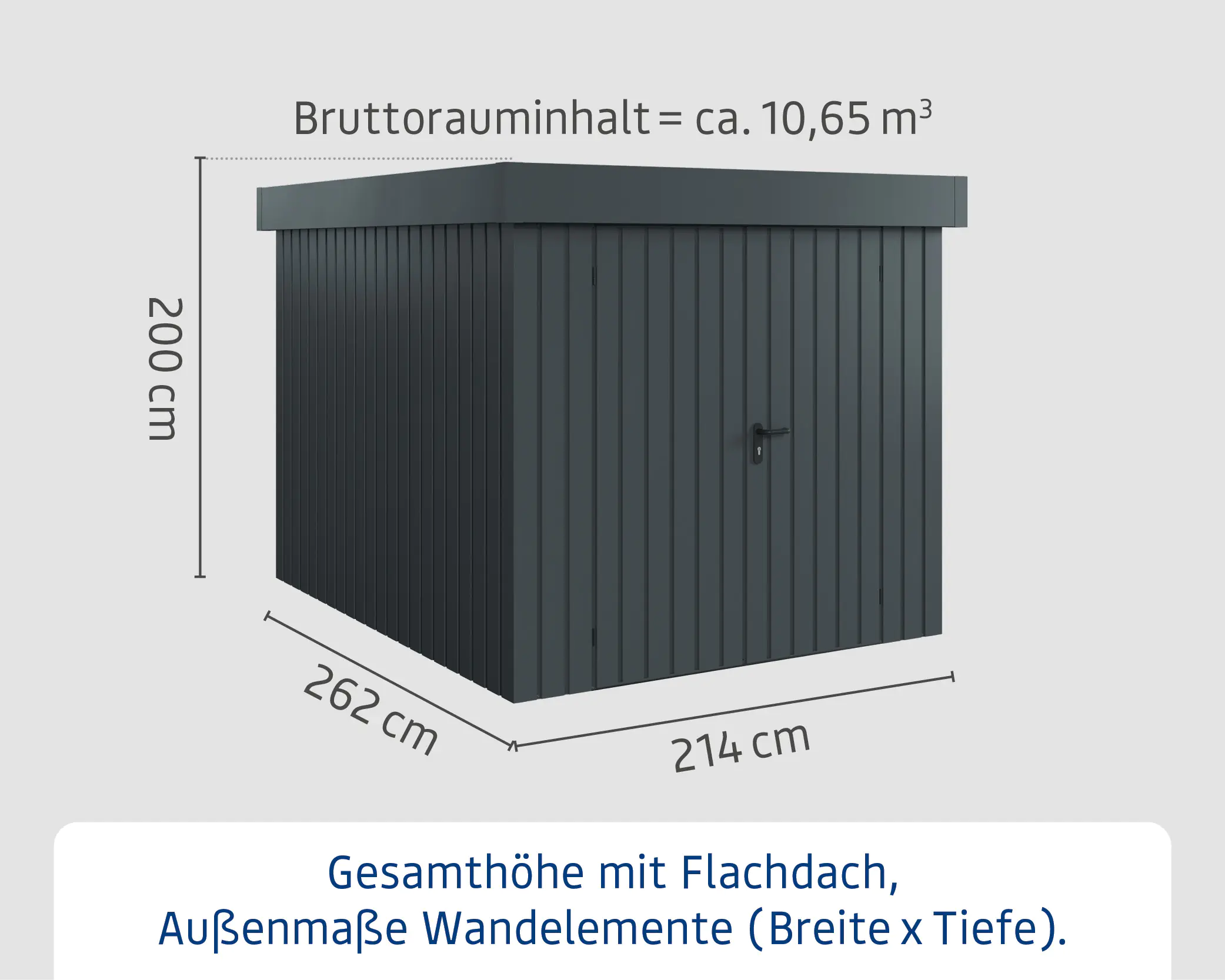 EcoStar Metallgerätehaus Euroline EFD6 anthrazit 214 x 262 cm 2-flg.