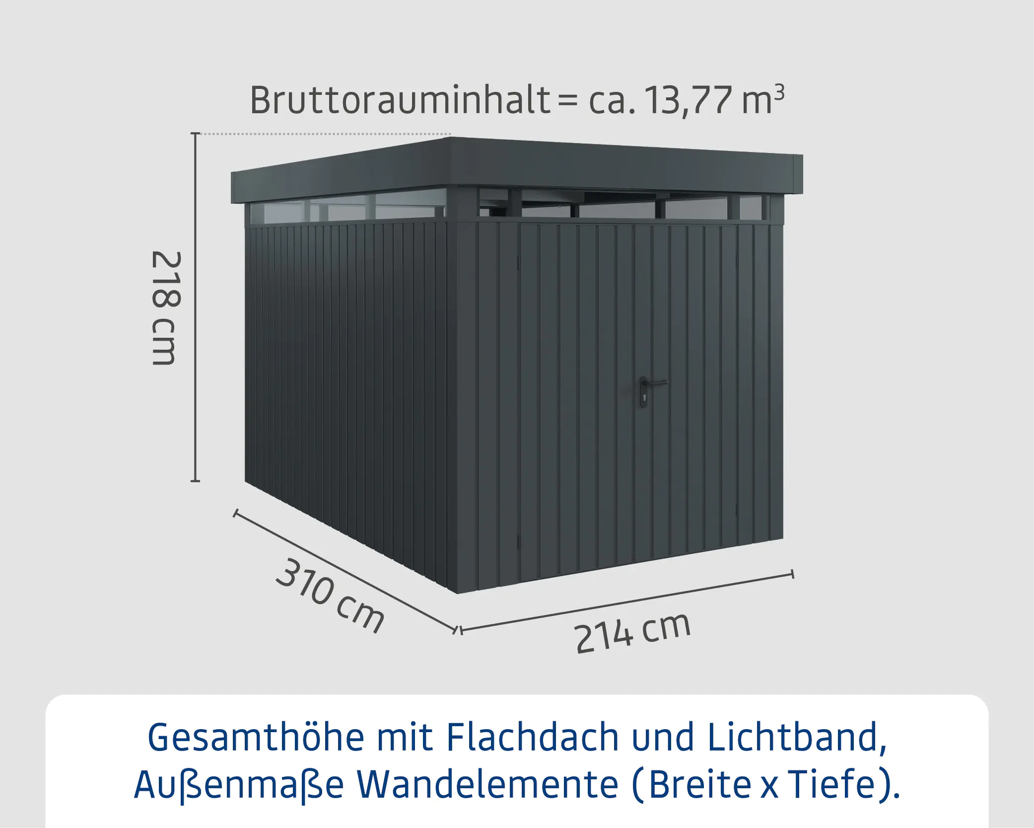 EcoStar Metallgerätehaus Euroline EFD7 LB anthrazit 214 x 310 cm 2-flg.