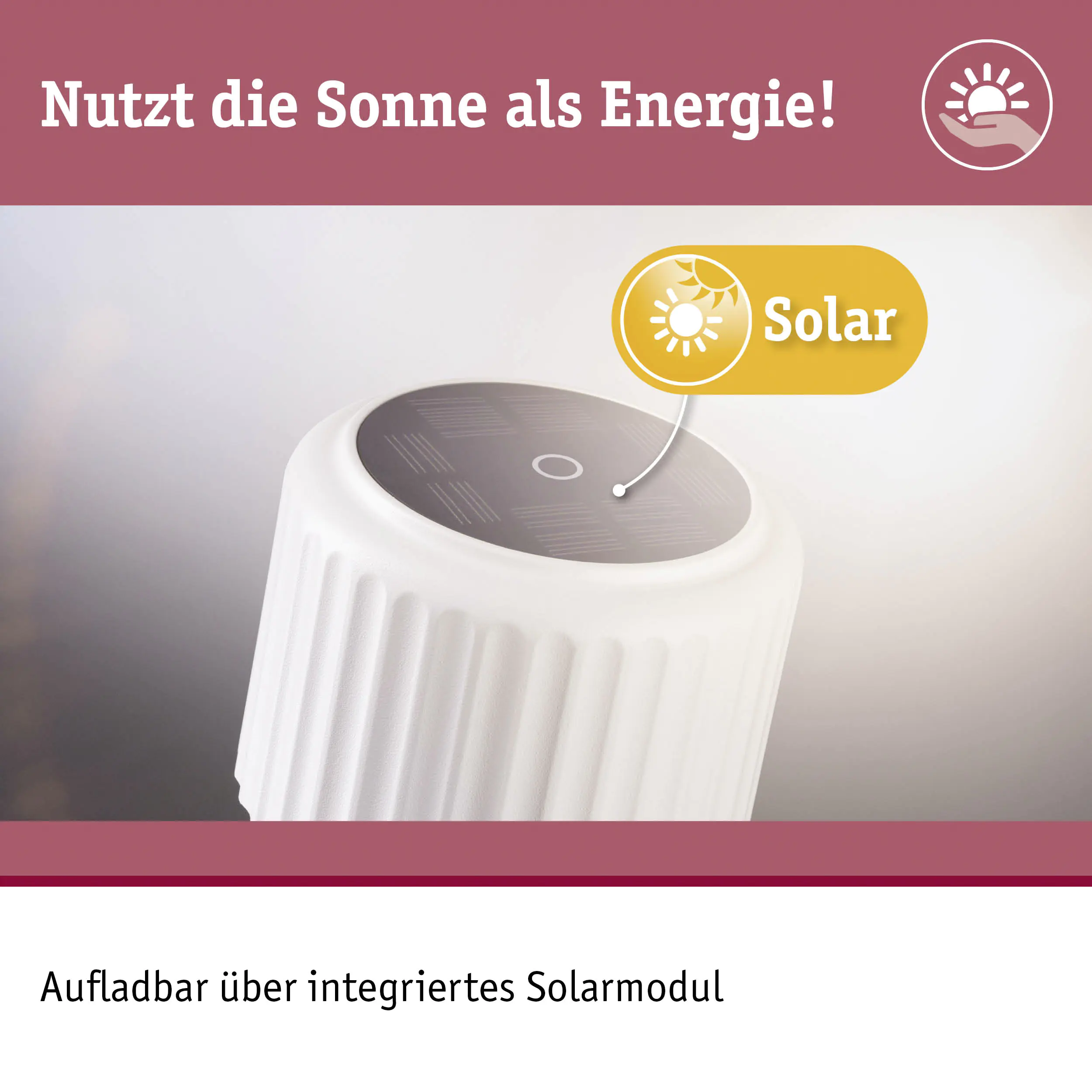 Paulmann Solar-Akku-Tischleuchte Else weiß 30,5 cm warmweiß 