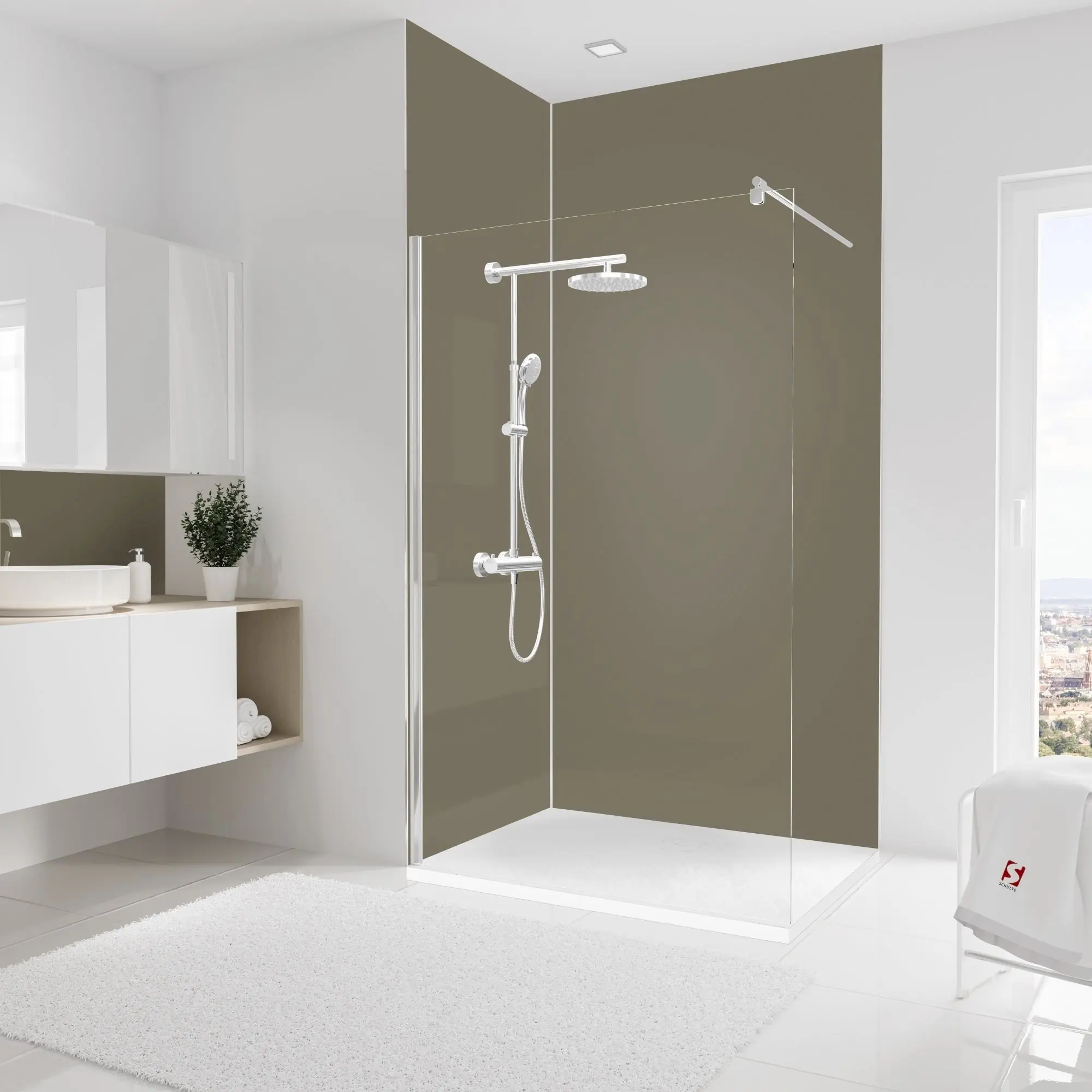 Schulte Duschrückwand Set Eck DecoDesign Farbe 90 x 120 x 255 cm taupe