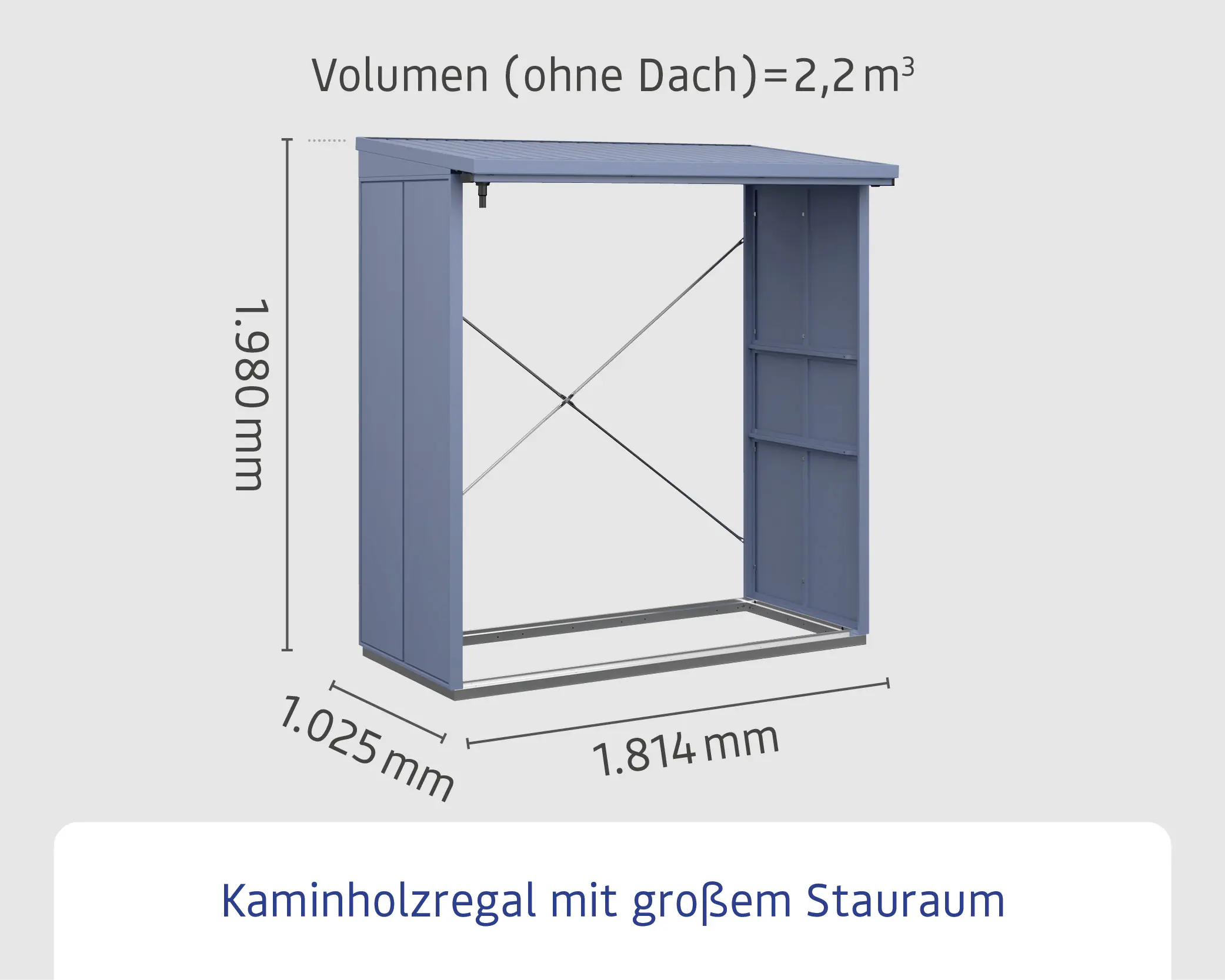 Ecostar Kaminholzregal Elegant-V Typ 2, taubenblau, mit Verstrebung