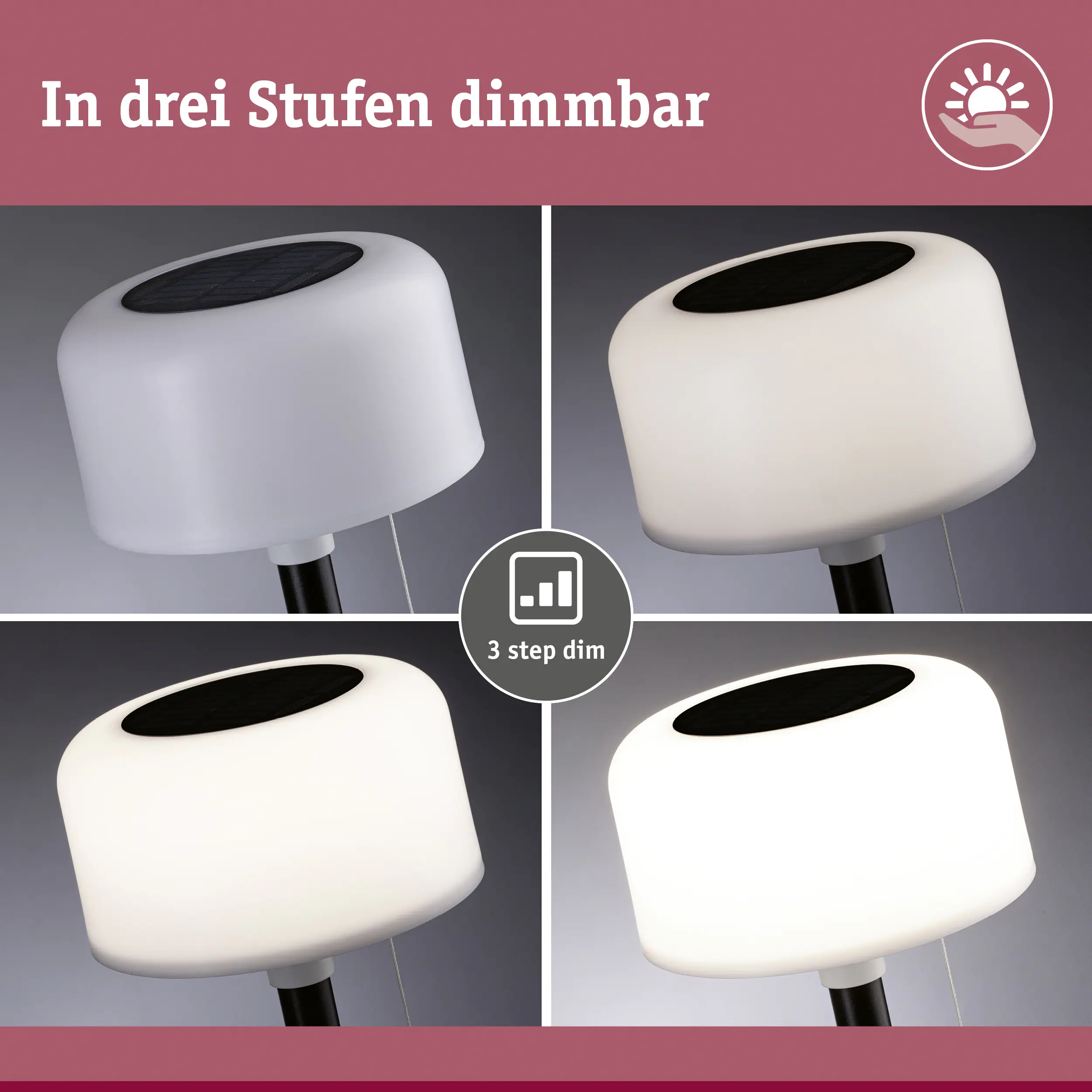 Paulmann Solar-Akku-Tischleuchte Bartja schwarz 24 cm warmweiß