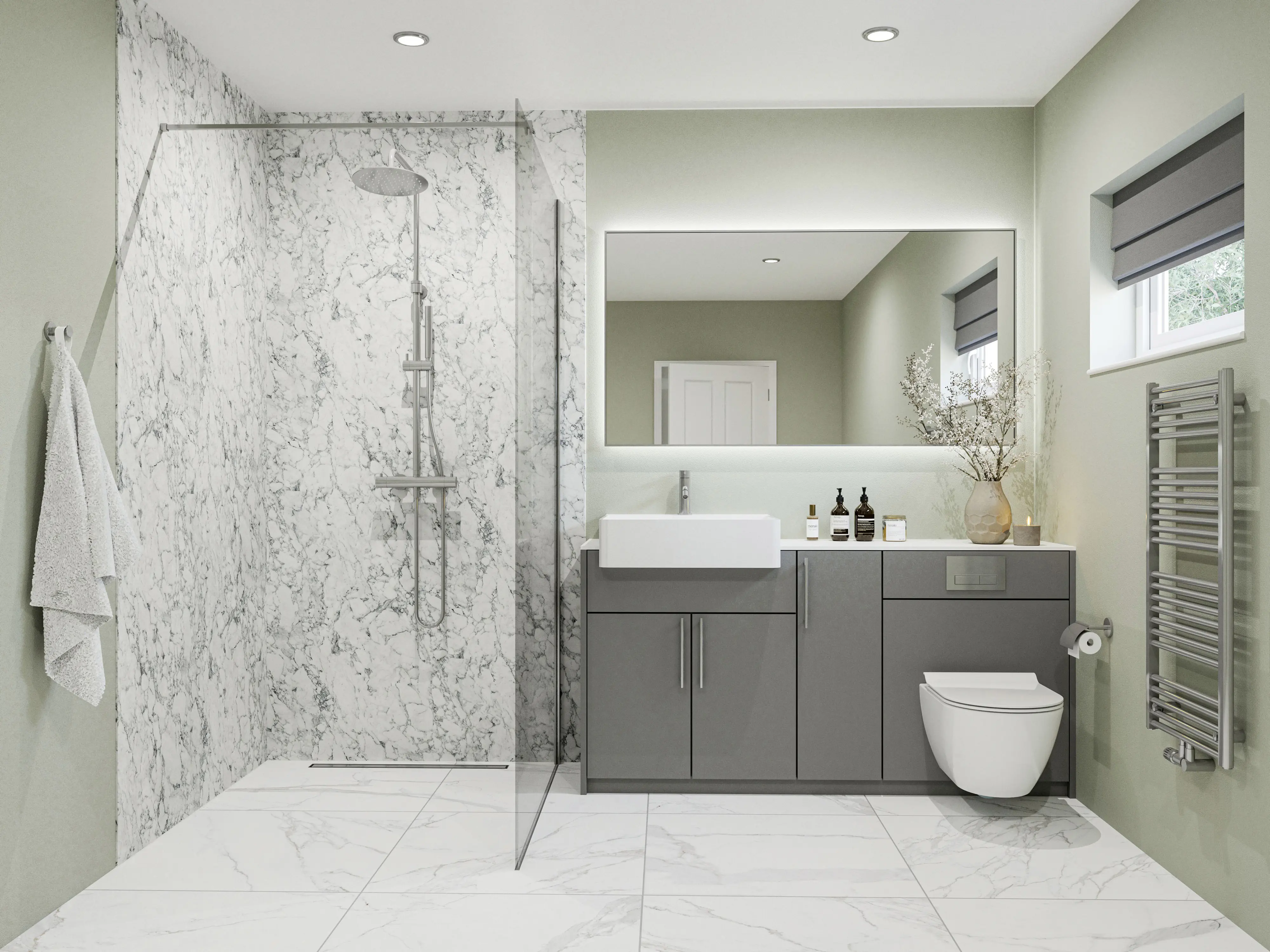 Wetwall Elite Wandpaneel  White Marble 120 x 242 cm mit Nut & Feder