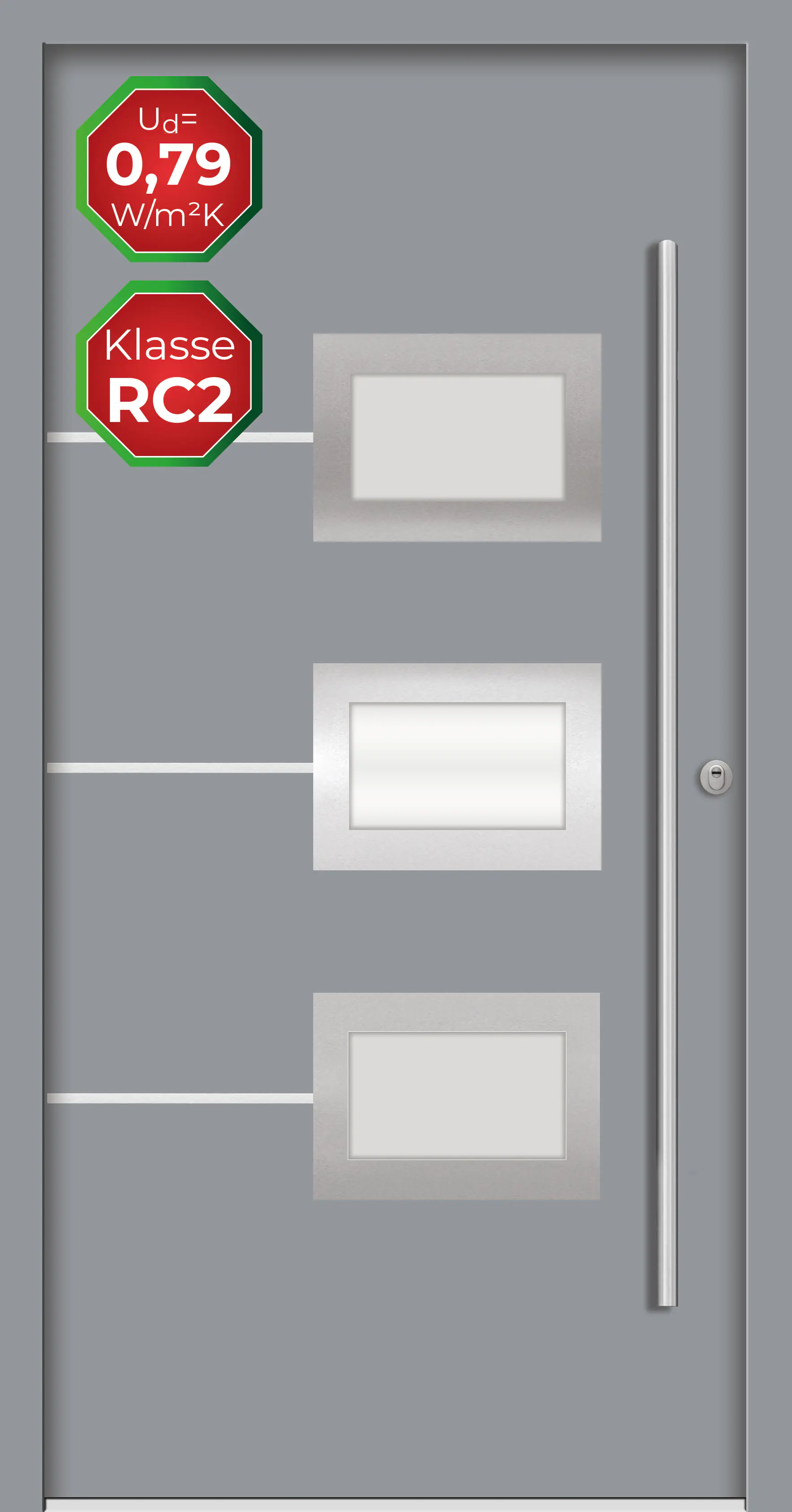 Splendoor Haustür Passivedoor Premium B03 RC2 Grau DIN Rechts 110 x 210 cm