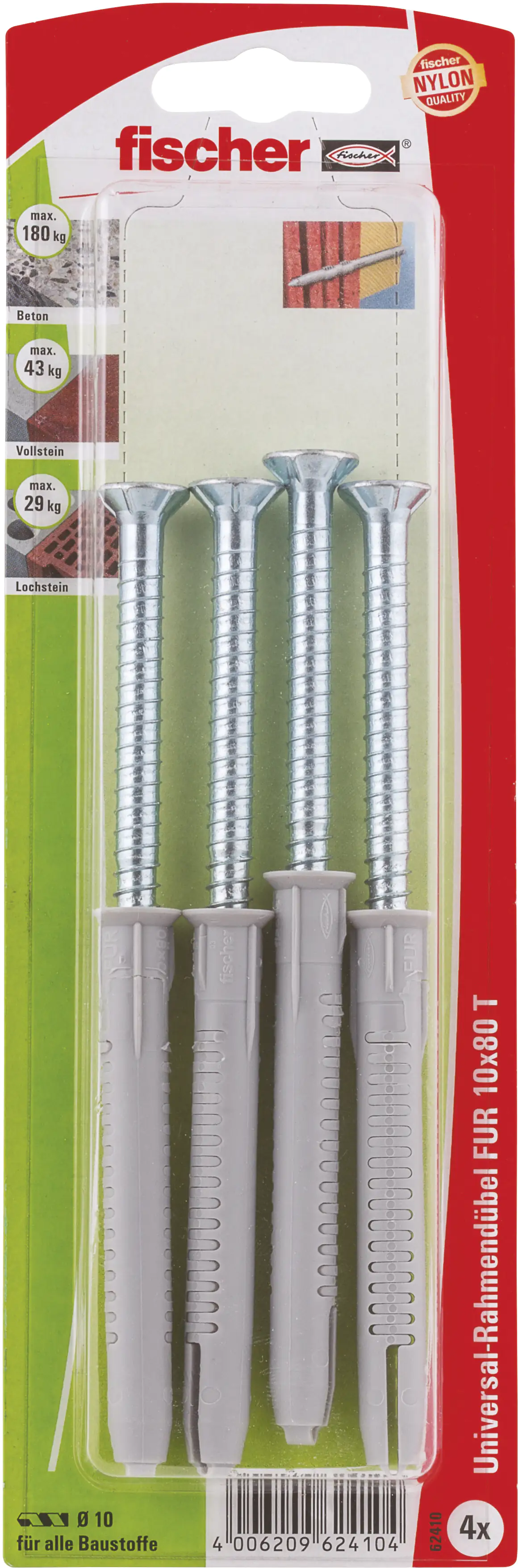 Fischer Langschaftdübel FUR 10.0 x 80 mm - 4 Stück