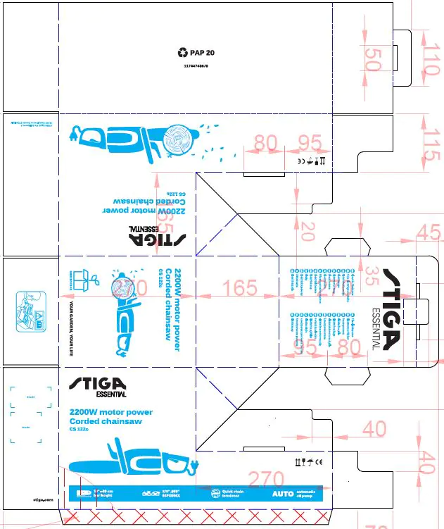 Stiga Elektro Kettensäge CS 122c 2.200 Watt, 40 cm Schwertlänge