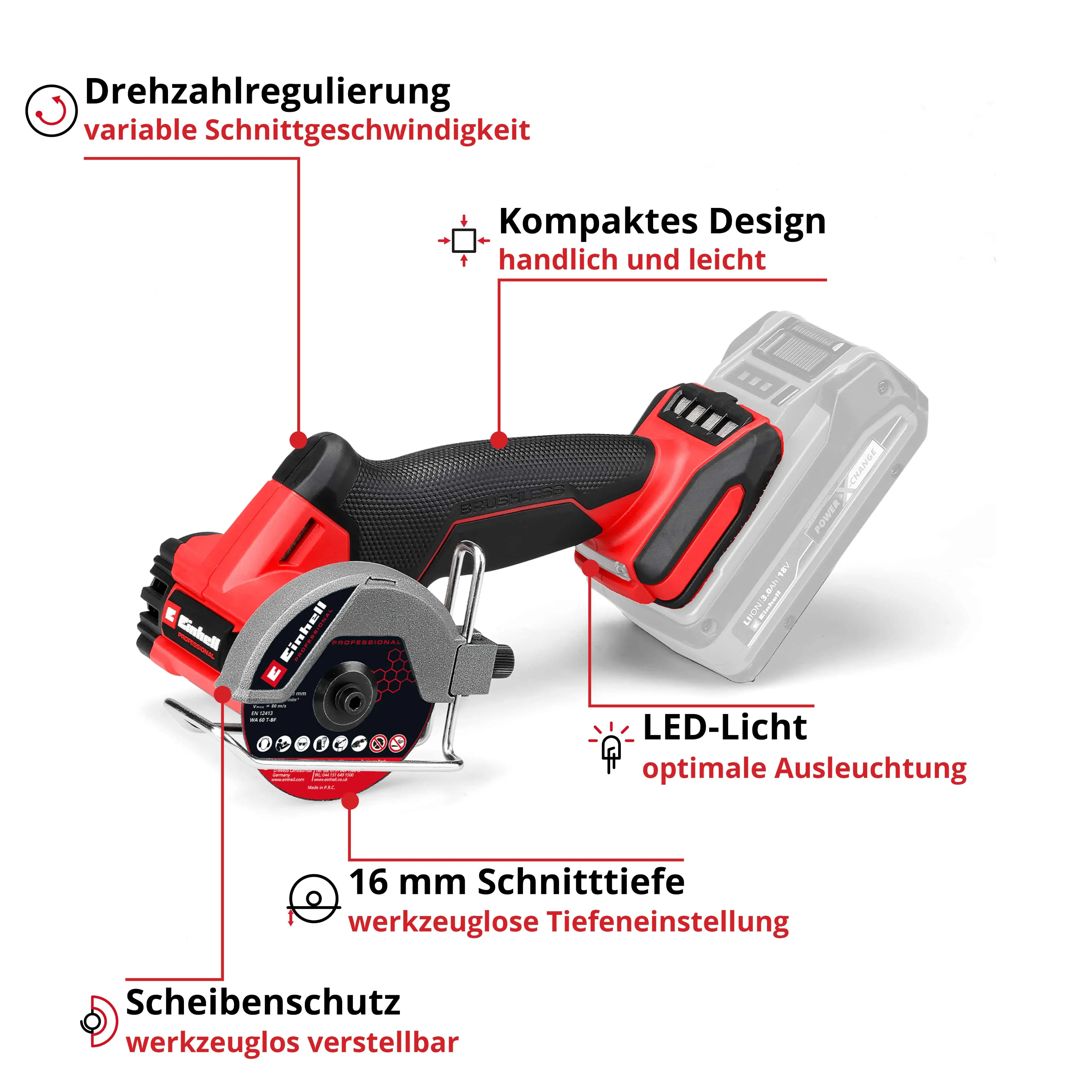 Einhell Professional Akku-Trennschleifer TP-CO 18/76-C Li BL Solo