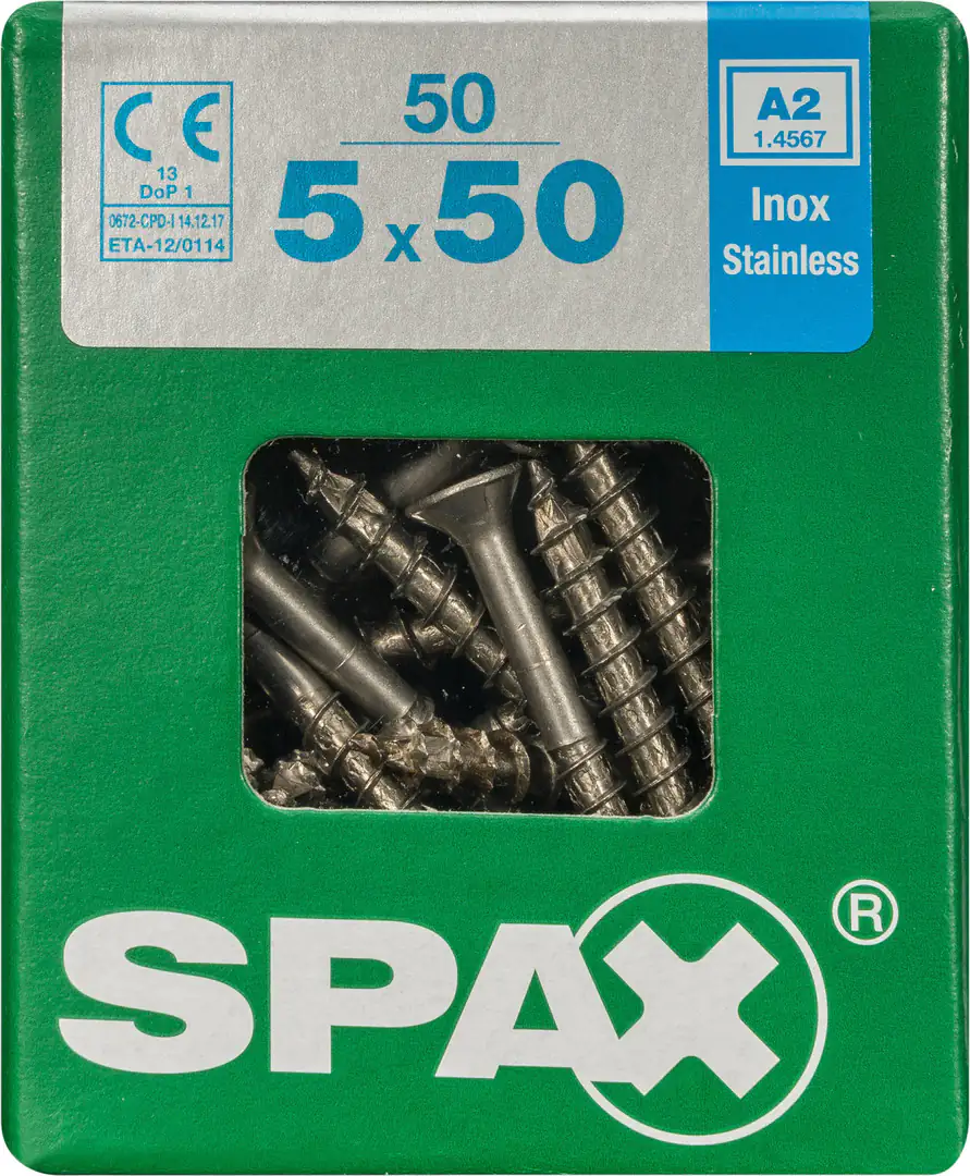 Spax Universalschrauben 5.0 x 50 mm TX 20 Senkkopf - 50 Stück Edelstahl