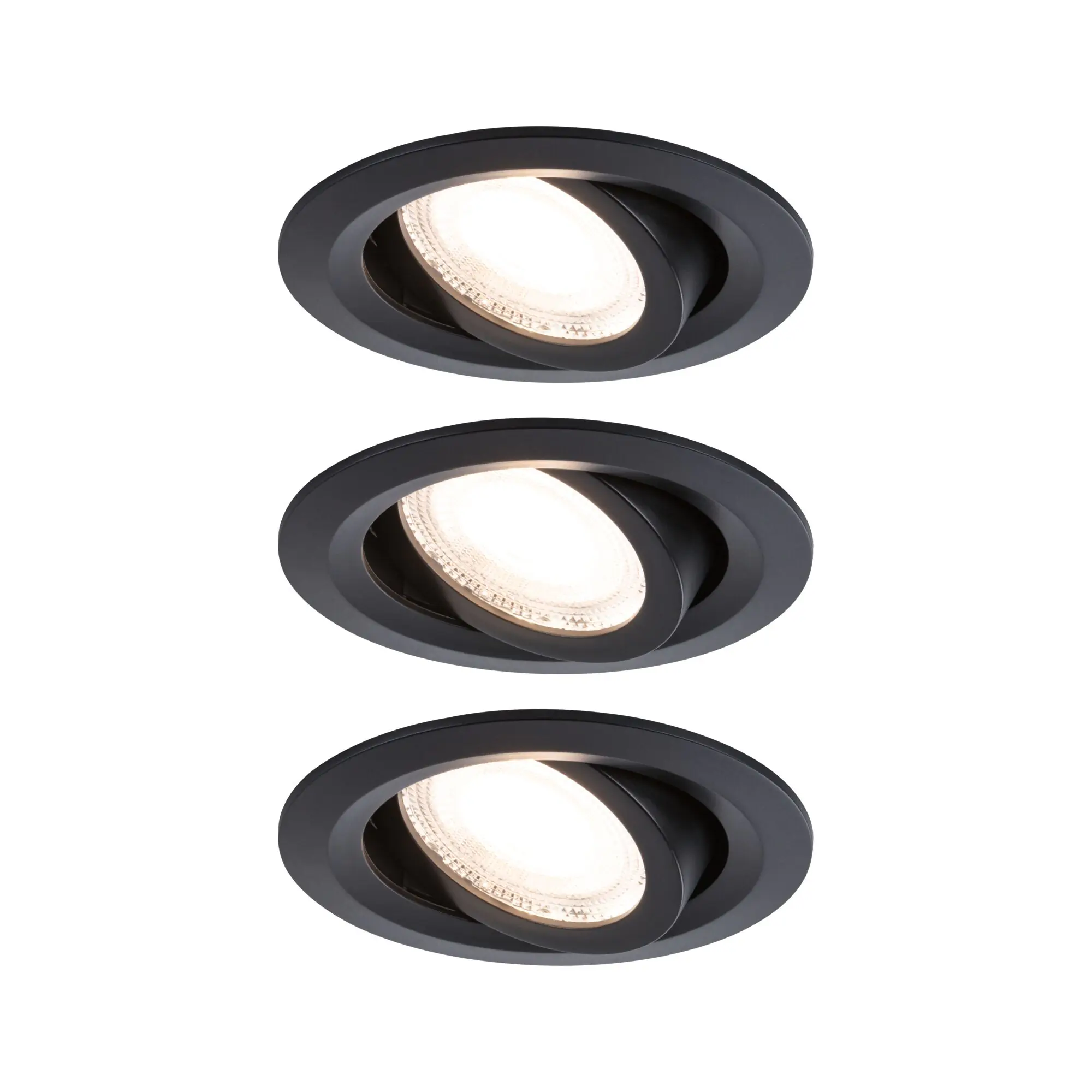 Paulmann LED-Einbauleuchte Fixed 3er Set 570 lm Ø 8,2 cm warmweiß schwarz