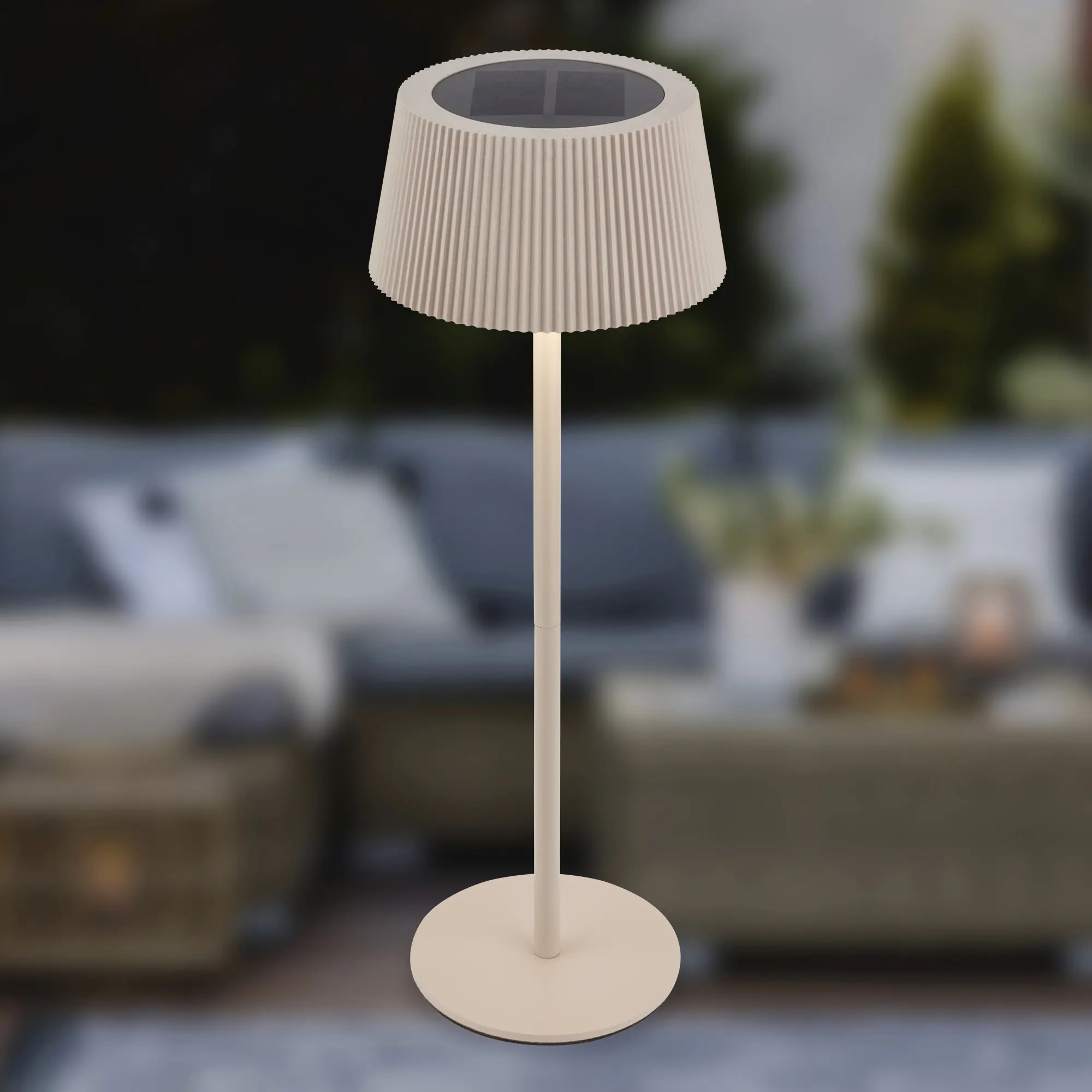 Briloner LED Solar-Tischleuchte Alia Ø 12 x 34 cm warmweiß-kaltweiß beige dimmbar