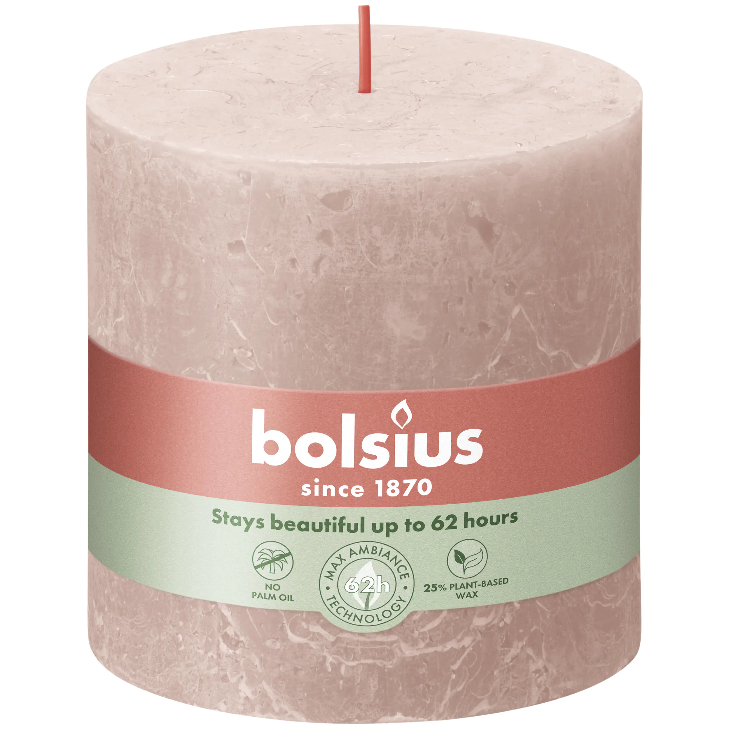 Bolsius Rustik Stumpenkerzen nebliges rosa, Höhe: 10 cm, Ø 10 cm
