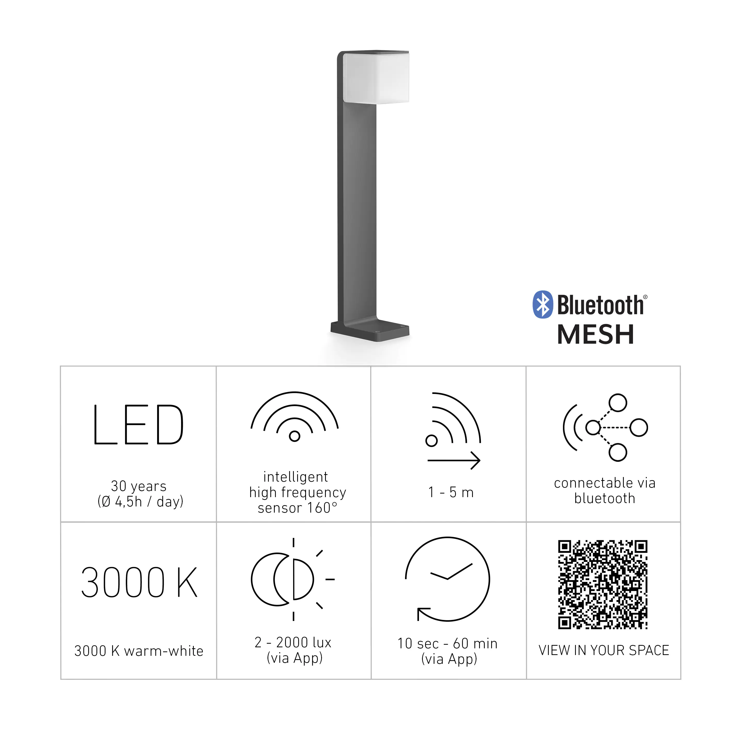 Steinel Außenleuchte GL 80 SC Anthrazit mit Bewegungsmelder & Bluetooth