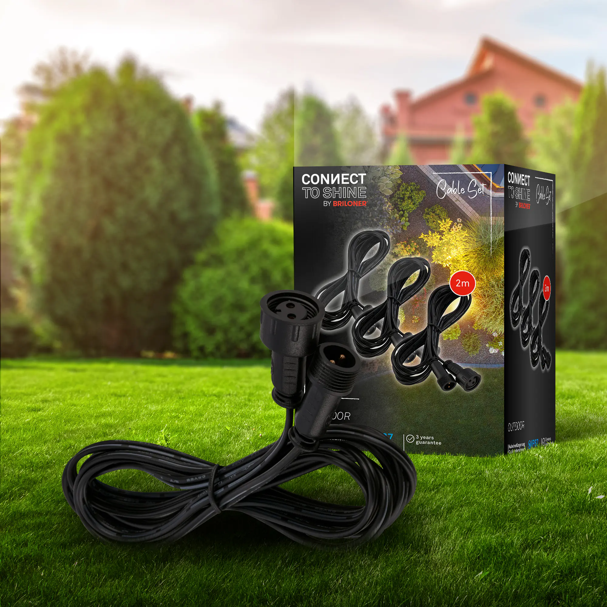Briloner Verlängerung 3x2 m Connect to Shine 3er Set schwarz