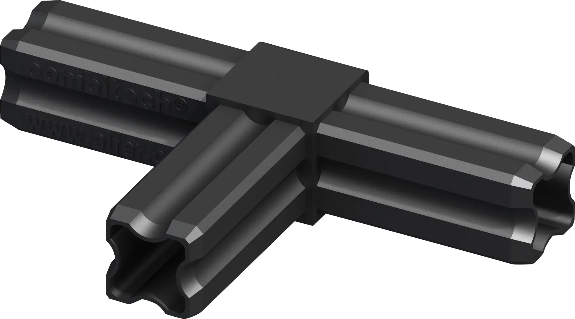 alfer T-Verbinder 90º, 3 Zapfen 23.5 mm 23.5 mm Kunststoff glatt schwarz