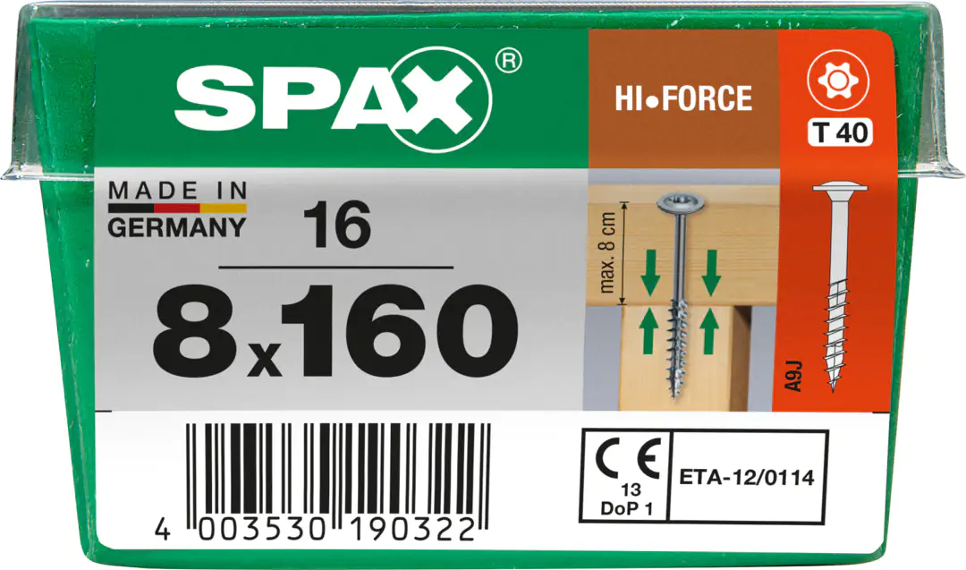 Spax Holzbauschrauben 8.0 x 160 mm TX 40 - 16 Stk.
