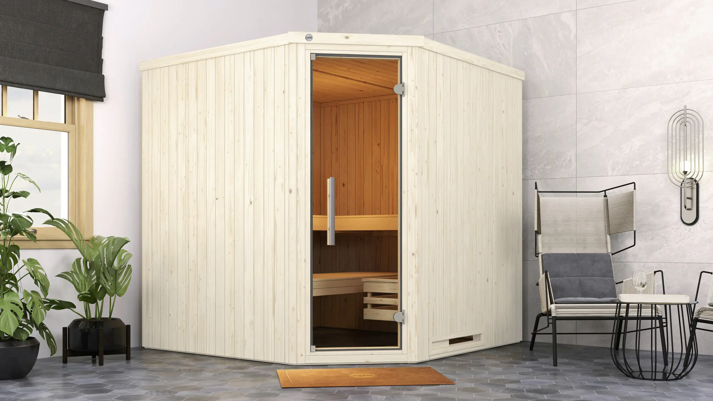 Weka Sauna Varberg 3 mit Glastür 2,73 m²