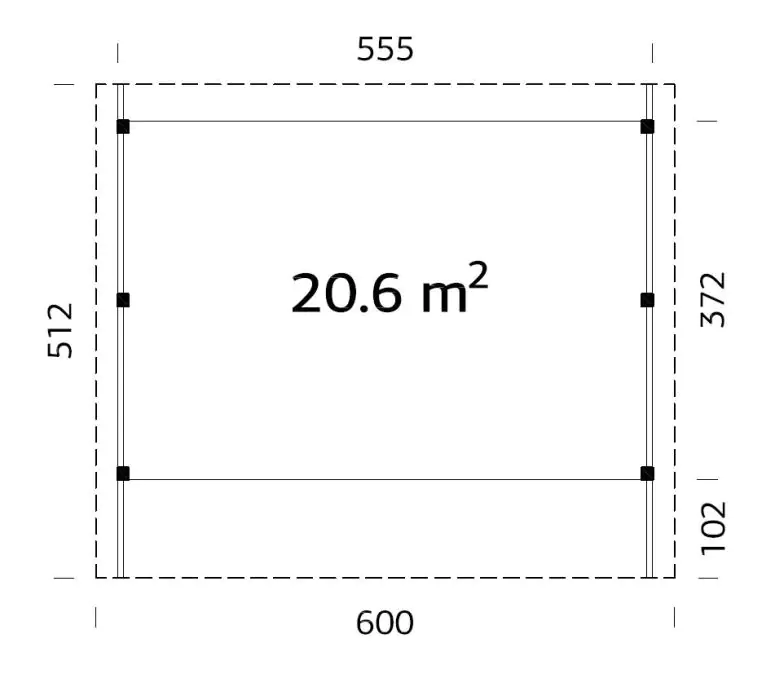 Palmako Carport Karl 555 x 372 cm naturbelassen