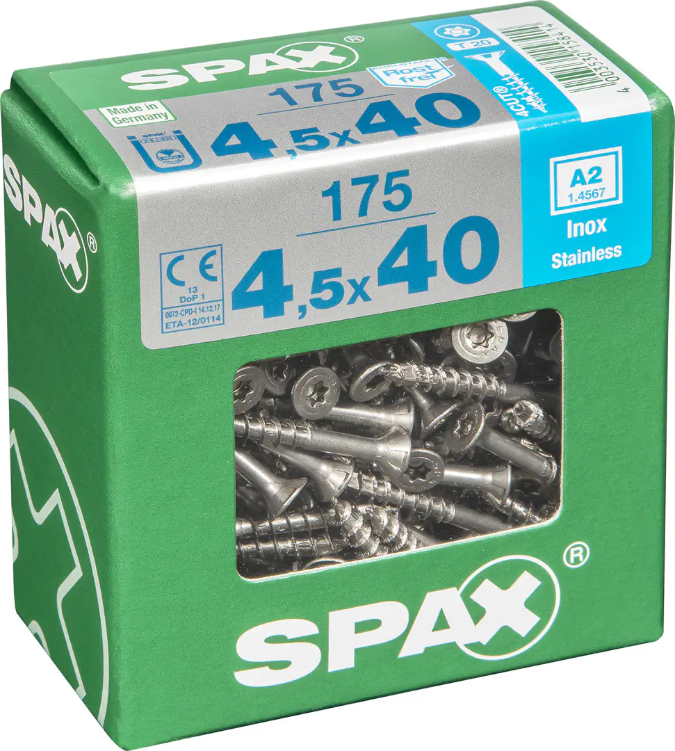 Spax Universalschrauben 4.5 x 40 mm TX 20 - 175 Stück Edelstahl