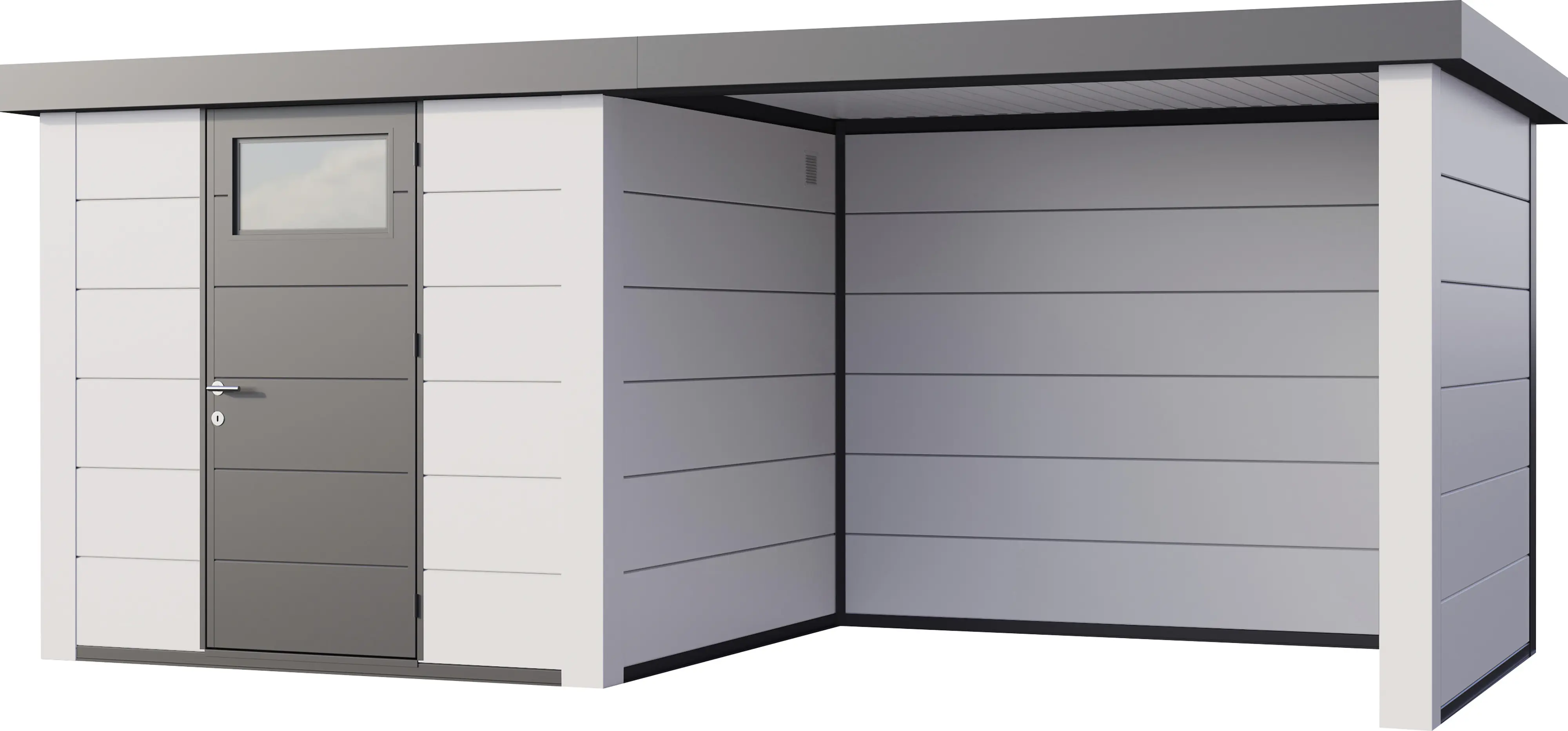 Telluria Gerätehaus Classico Lounge S 2424 rechts EW weiß 522 x 238 cm